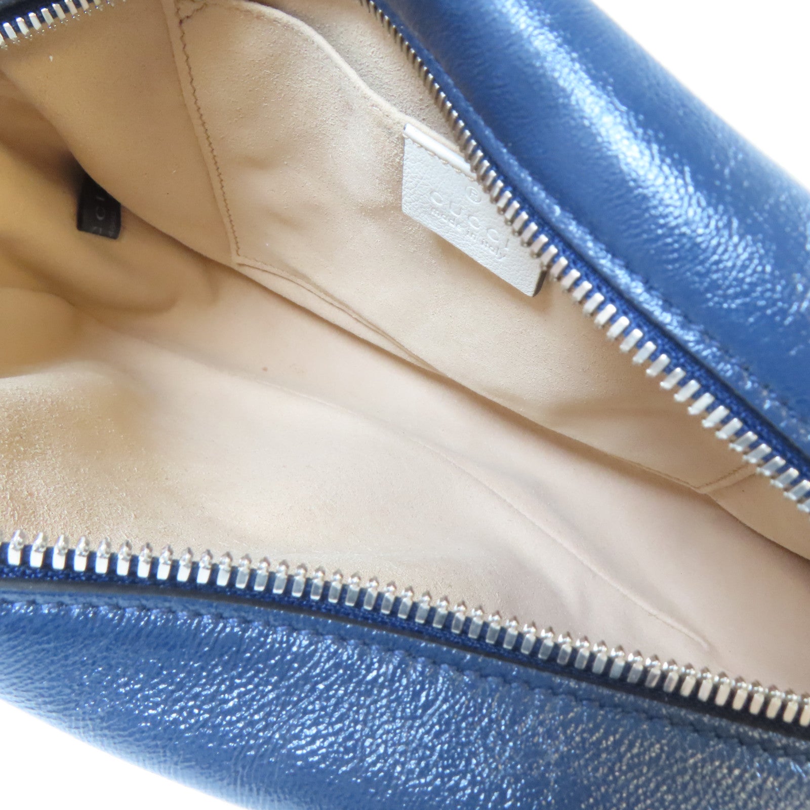 GUCCI 【激減優惠】牛皮皮革Shoulder Bag銀扣肩背袋藍色/白色