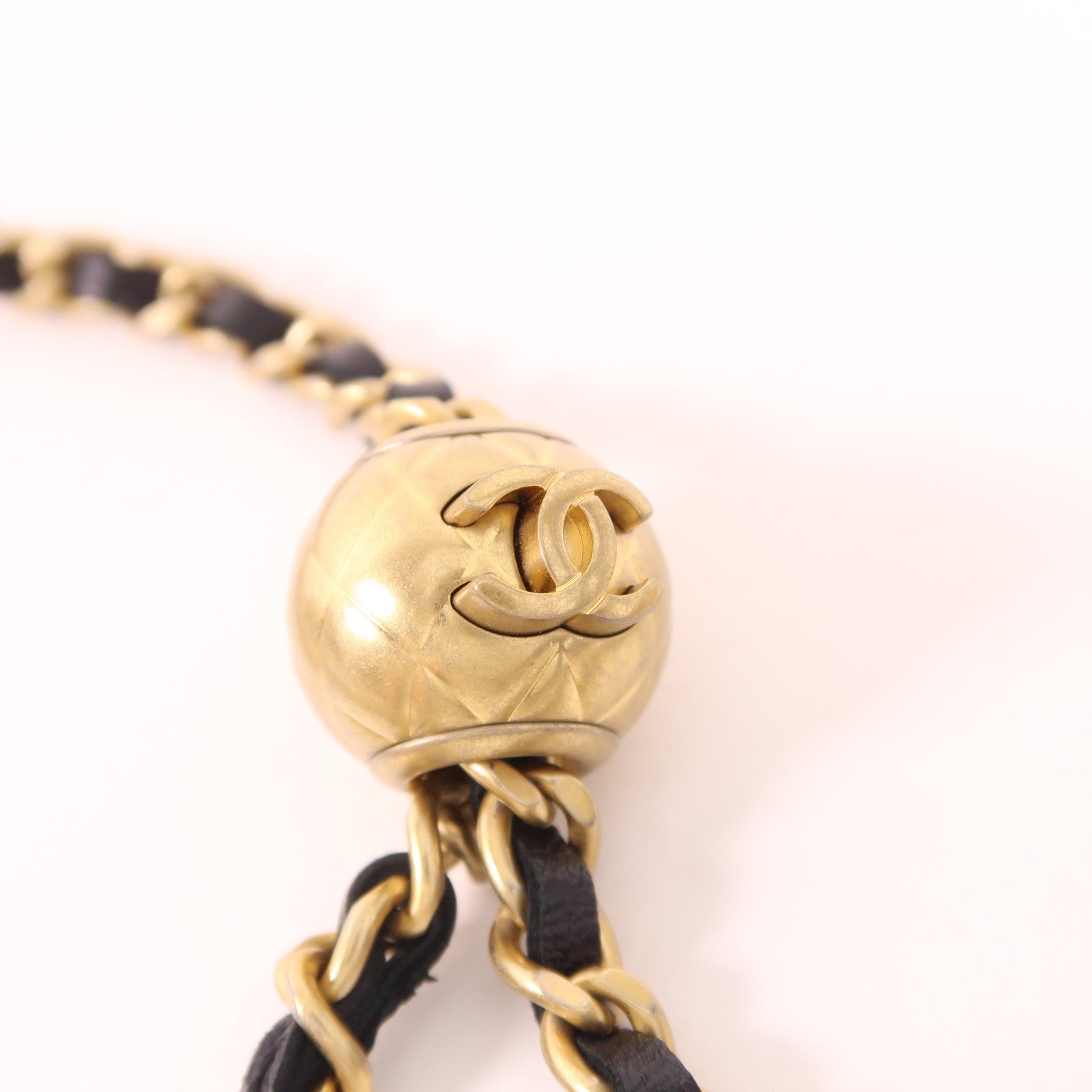 CHANEL CC GHW Mini Vanity Case With Gold Ball Chain Shoulder Bag Lambskin Black