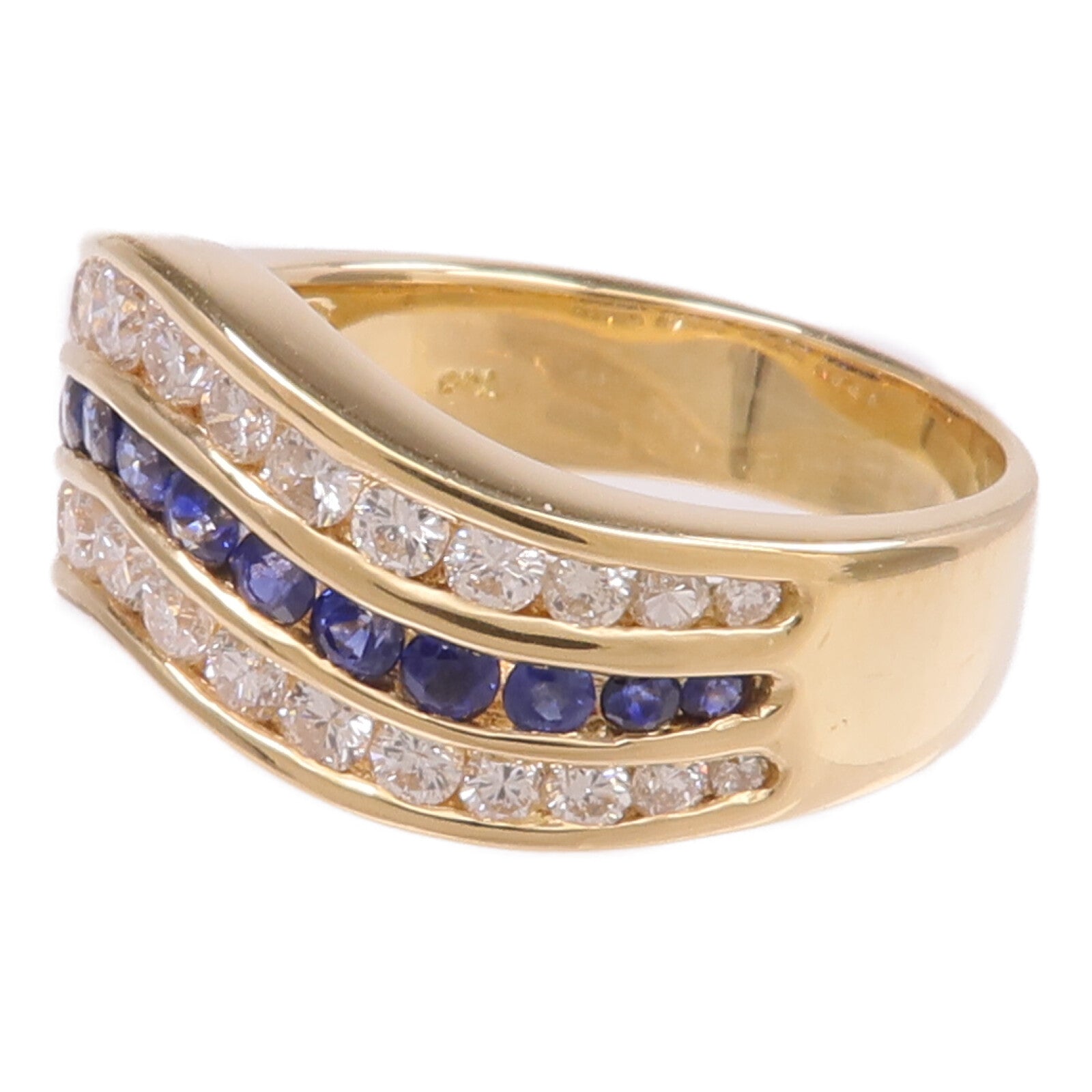 JEWELRY 18K黃金Sapphire Diamond Ring藍寶石/鑽石戒指US#7