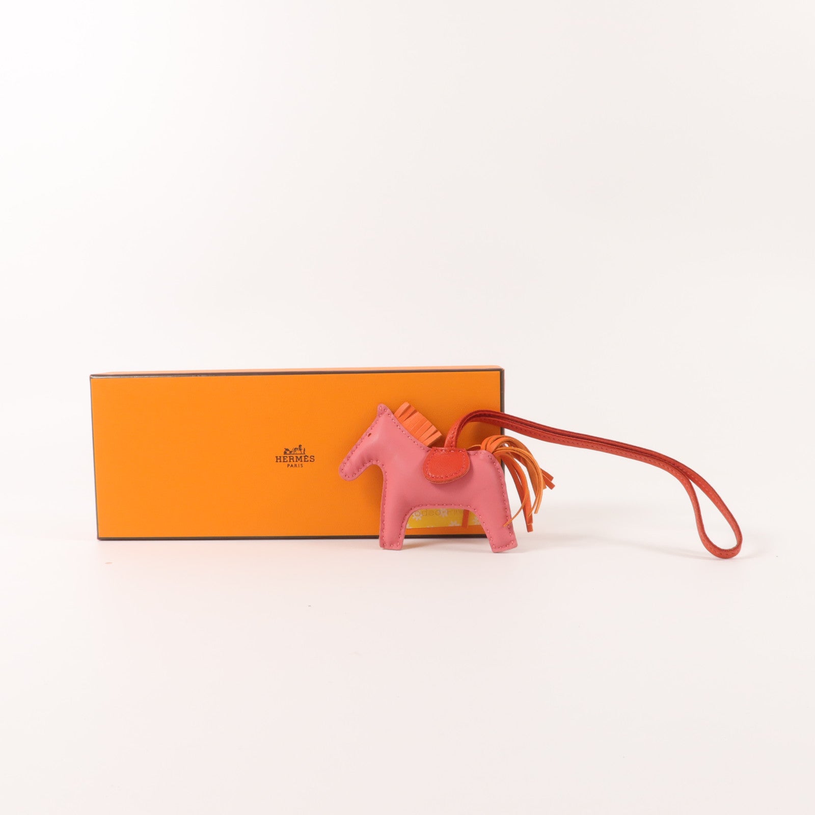 HERMES Milo皮革Rodeo PM掛飾Rose Azalee/Orange Poppy/Rouge Indien