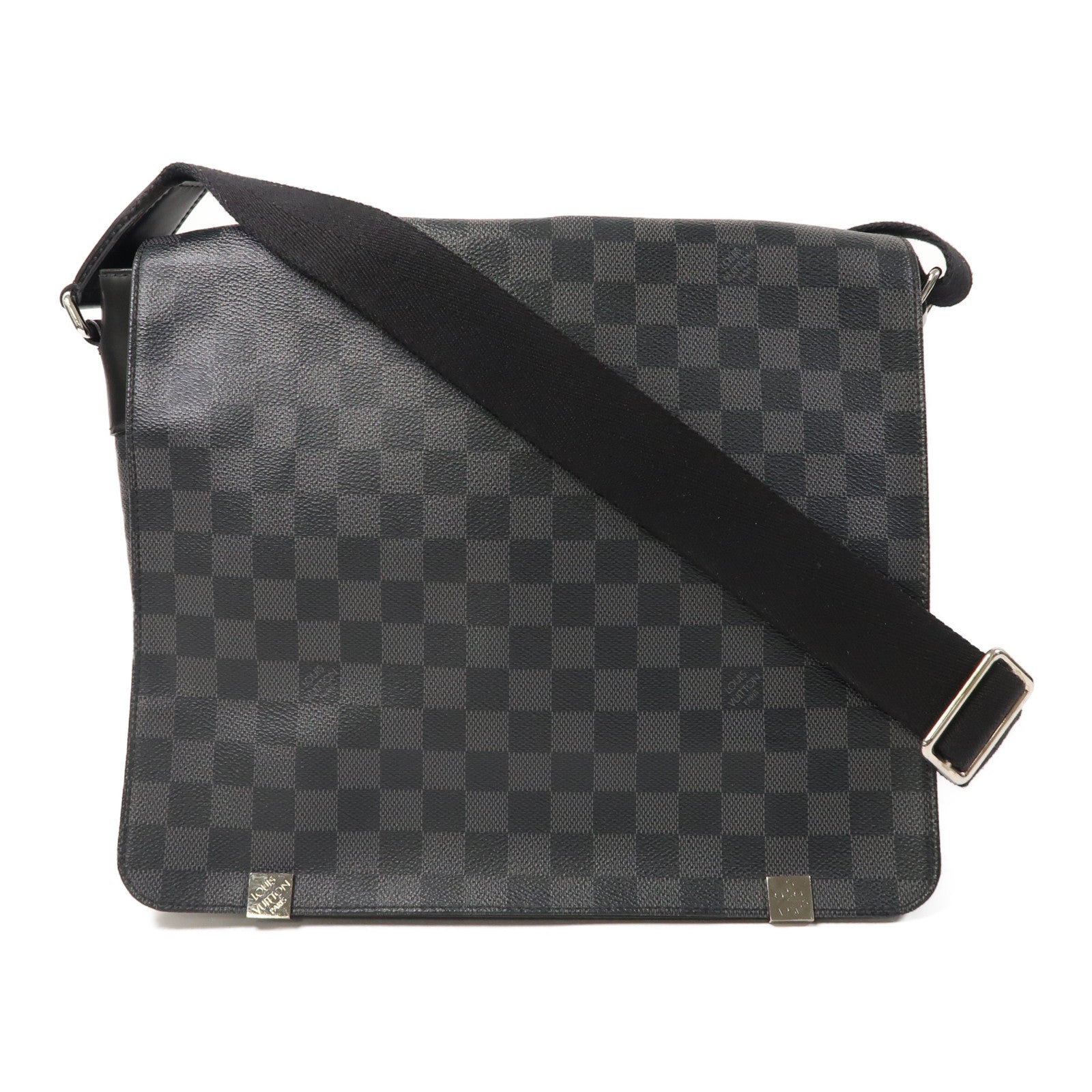 LOUIS VUITTON 【激減優惠】Damier Graphite District MM銀扣肩背袋黑色
