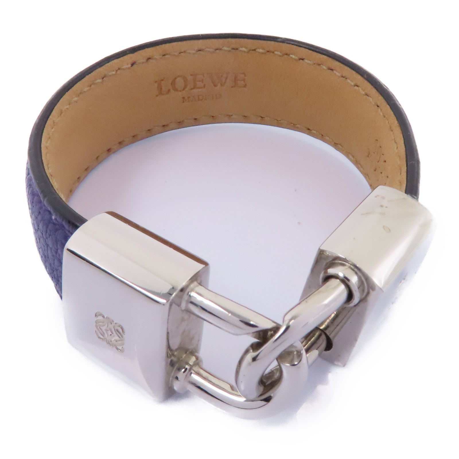LOEWE 牛皮皮革/金屬Bracelet手鏈紫色/銀色