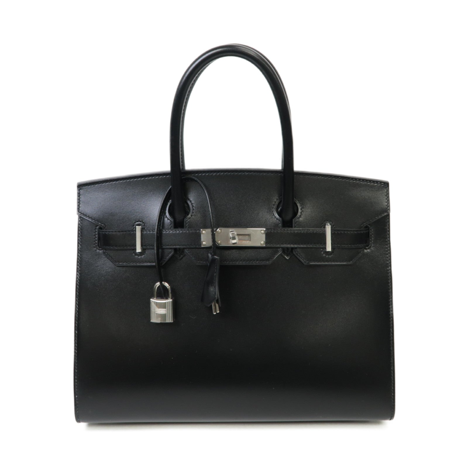 HERMES 【激減優惠】Box Calf皮革Birkin 30銀扣手挽袋黒色