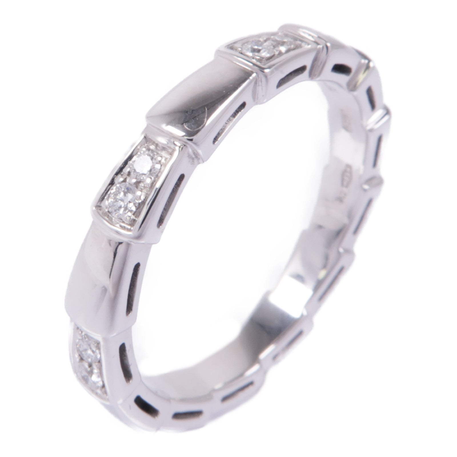 BVLGARI 18K白金Serpenti Viper Demi Pave Diamond Ring鑽石戒指Bvlgari#60/US#9