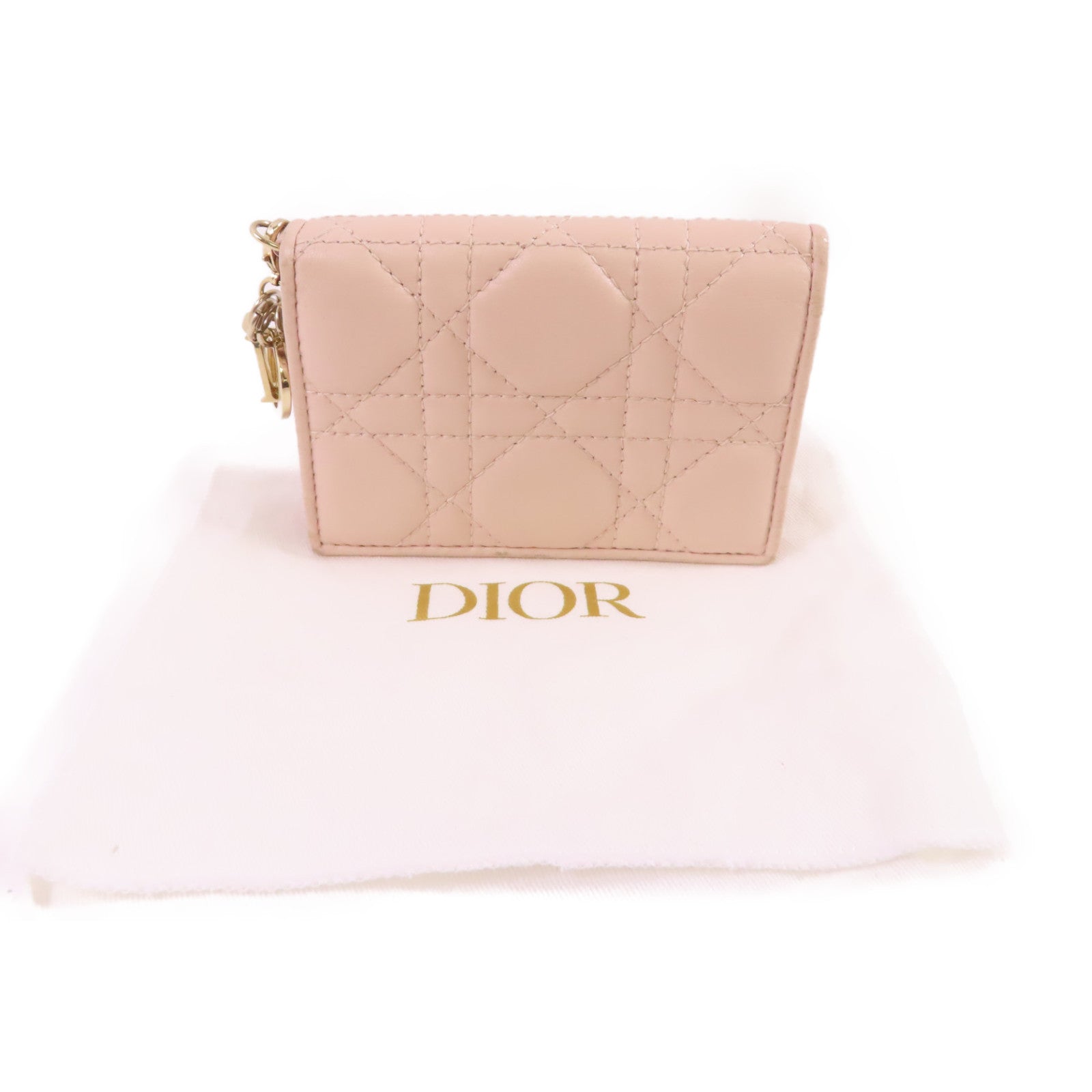 Dior 牛皮皮革Card Case金扣卡套裸色