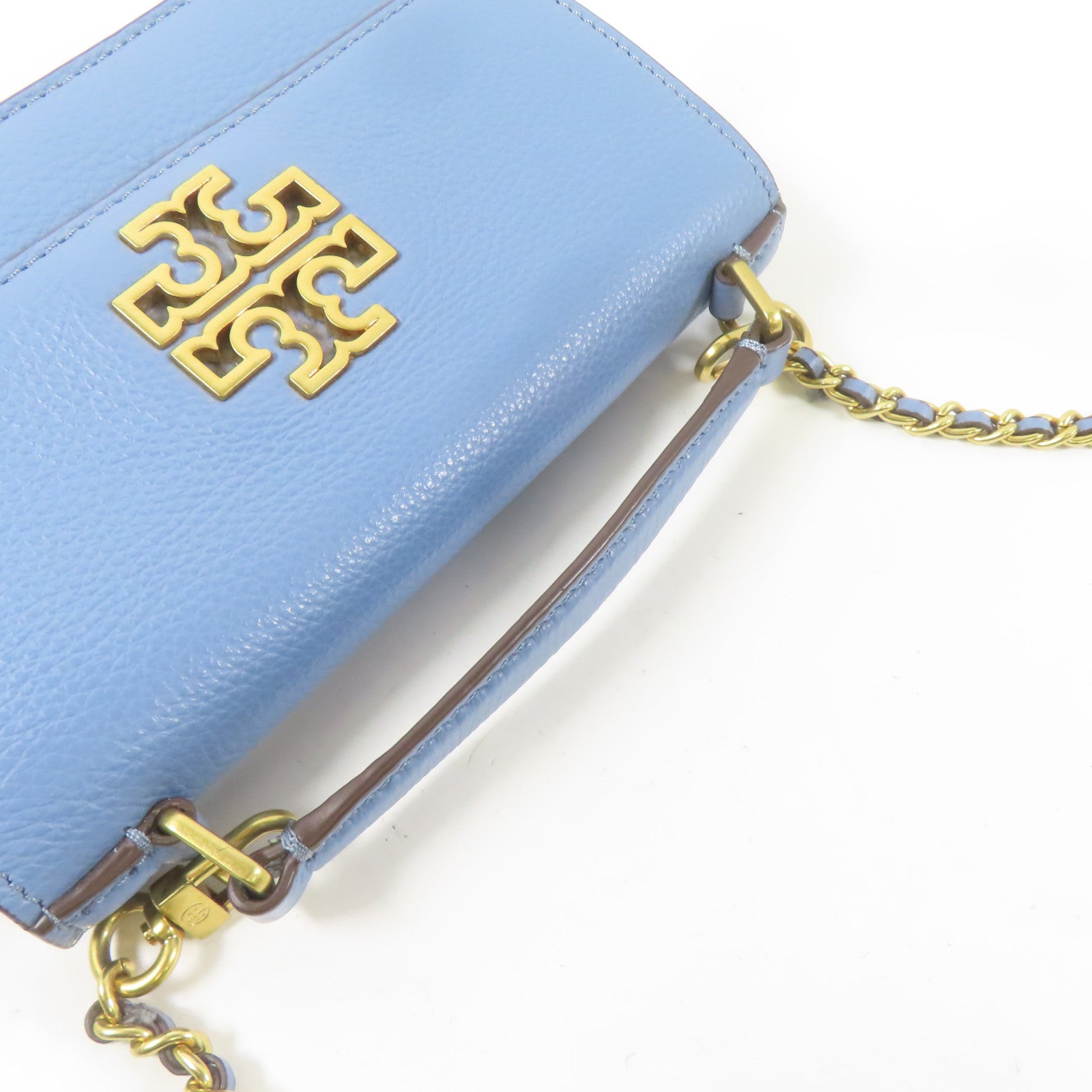 Tory Burch 牛皮皮革2 Way Shoulder Bag金扣手挽肩背兩用袋淺藍色