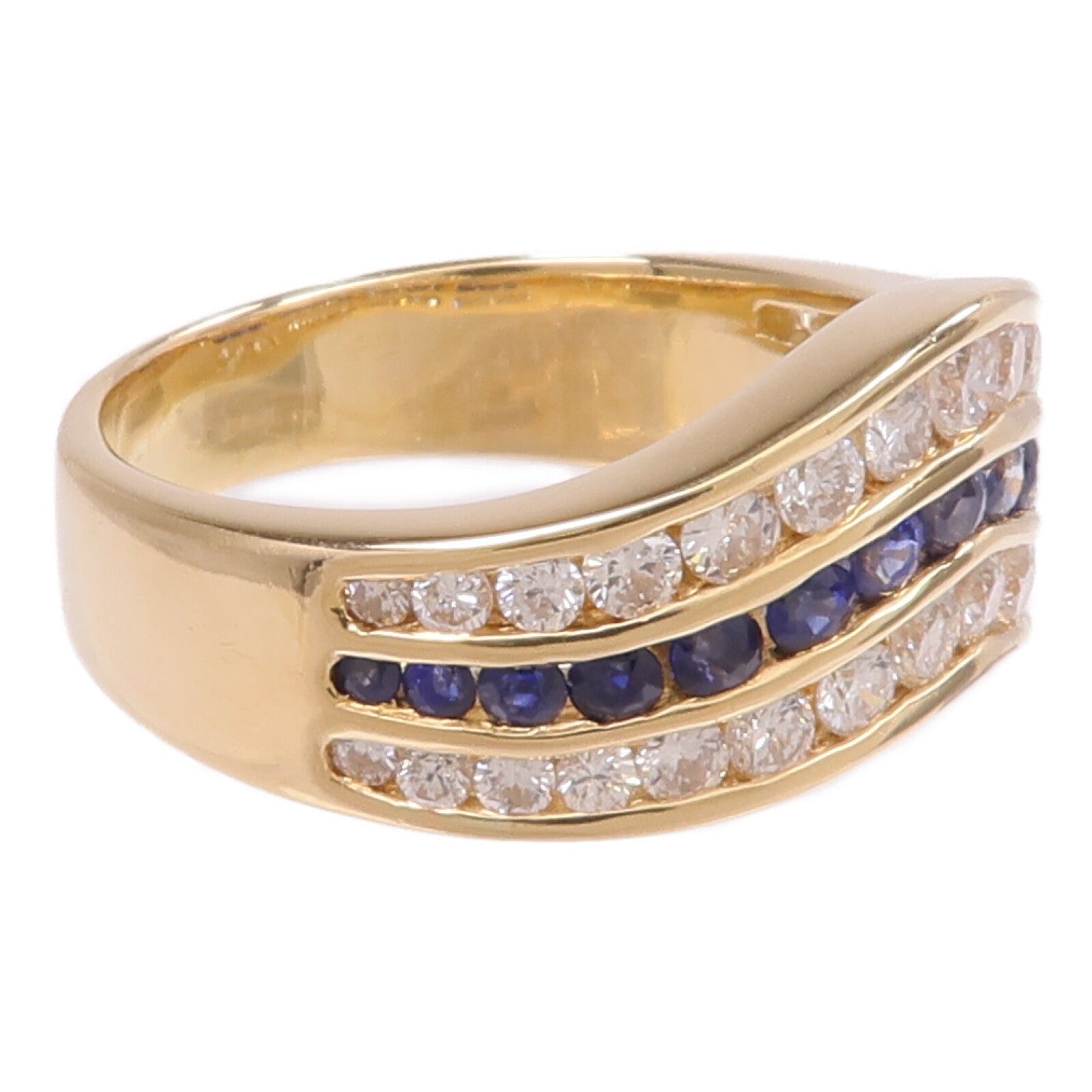 JEWELRY 18K黃金Sapphire Diamond Ring藍寶石/鑽石戒指US#7