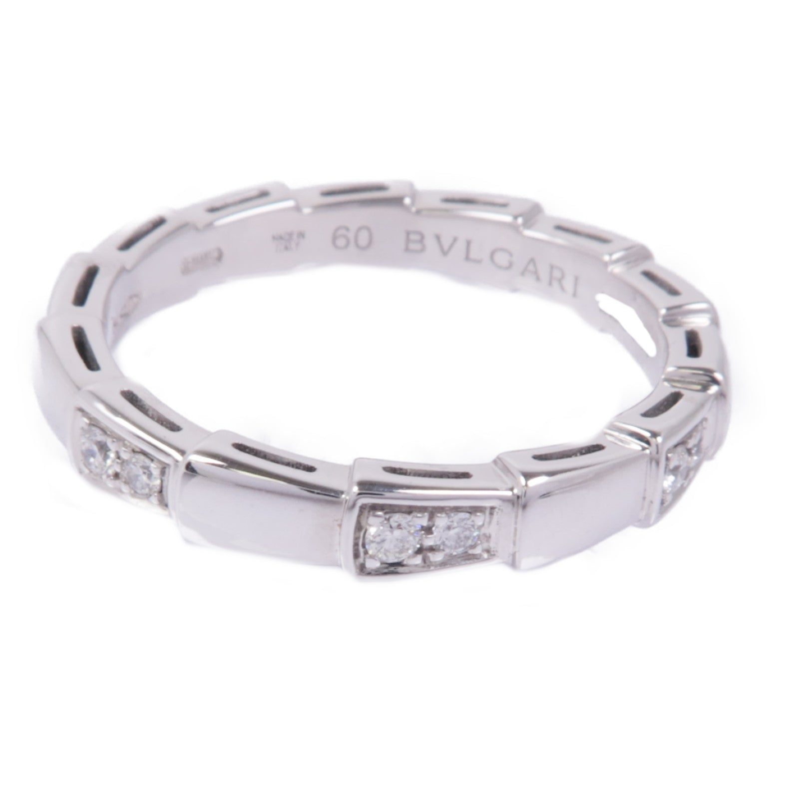 BVLGARI 18K白金Serpenti Viper Demi Pave Diamond Ring鑽石戒指Bvlgari#60/US#9