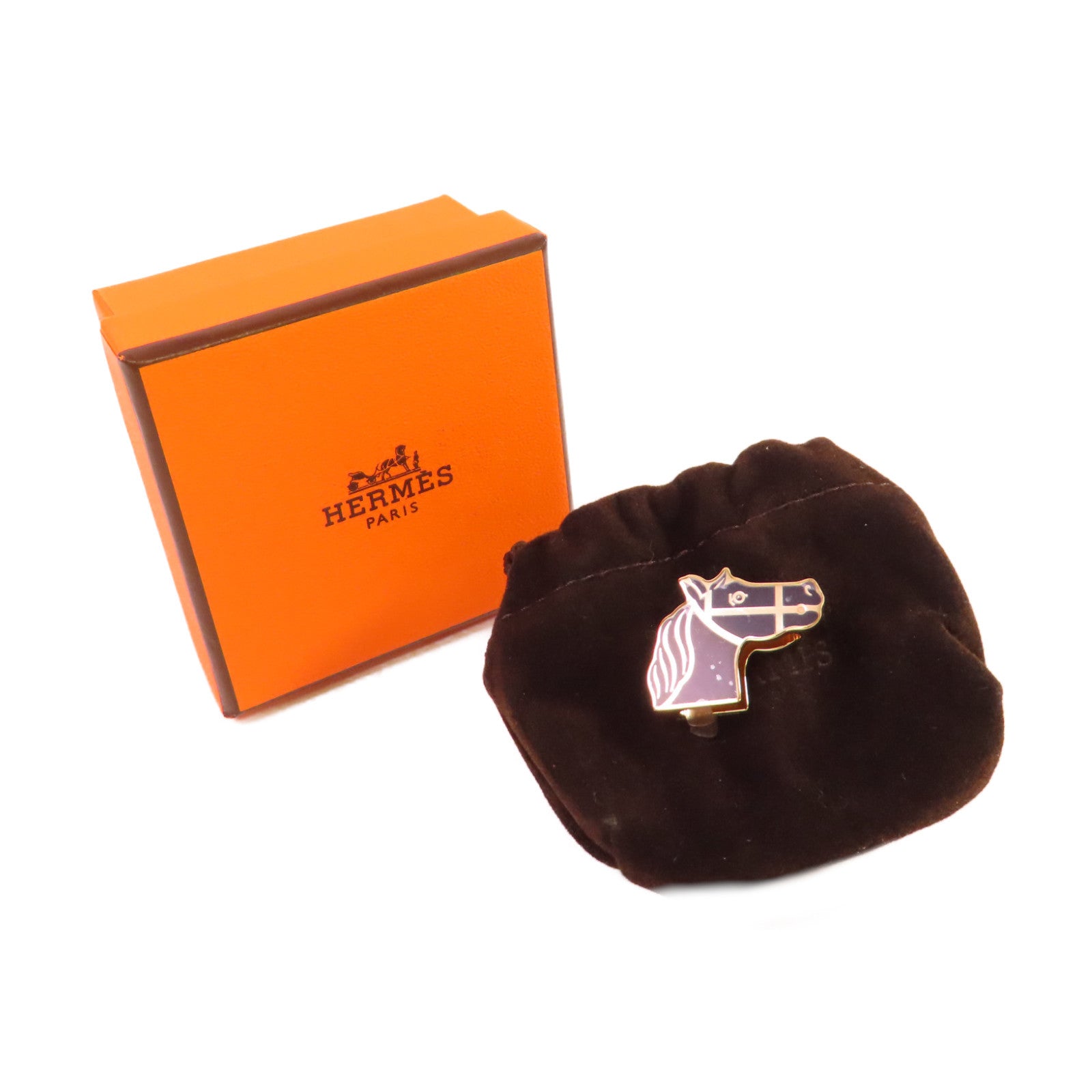 HERMES 【激減優惠】金屬Quadrige Twilly Ring絲巾扣黑色/金色
