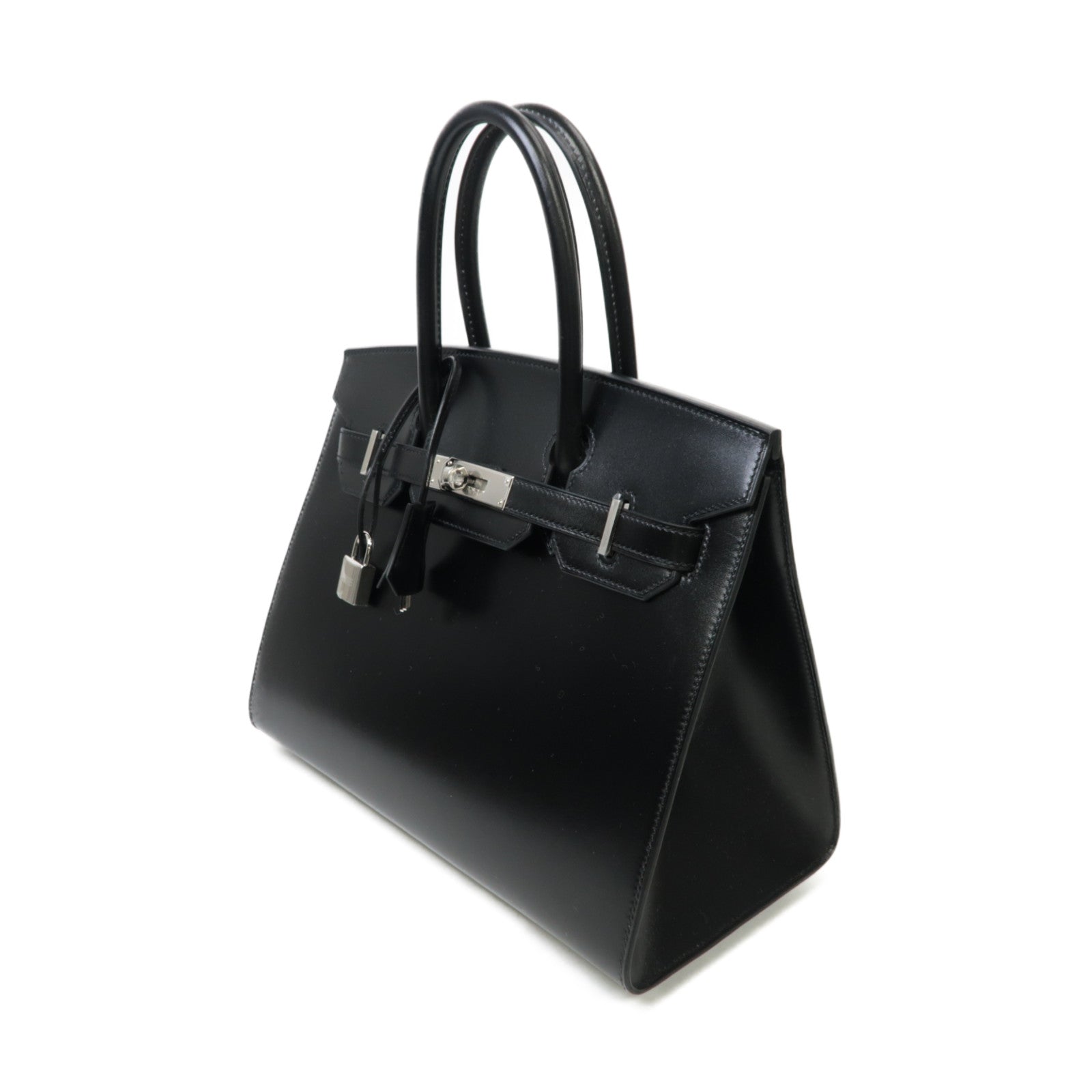 HERMES 【激減優惠】Box Calf皮革Birkin 30銀扣手挽袋黒色