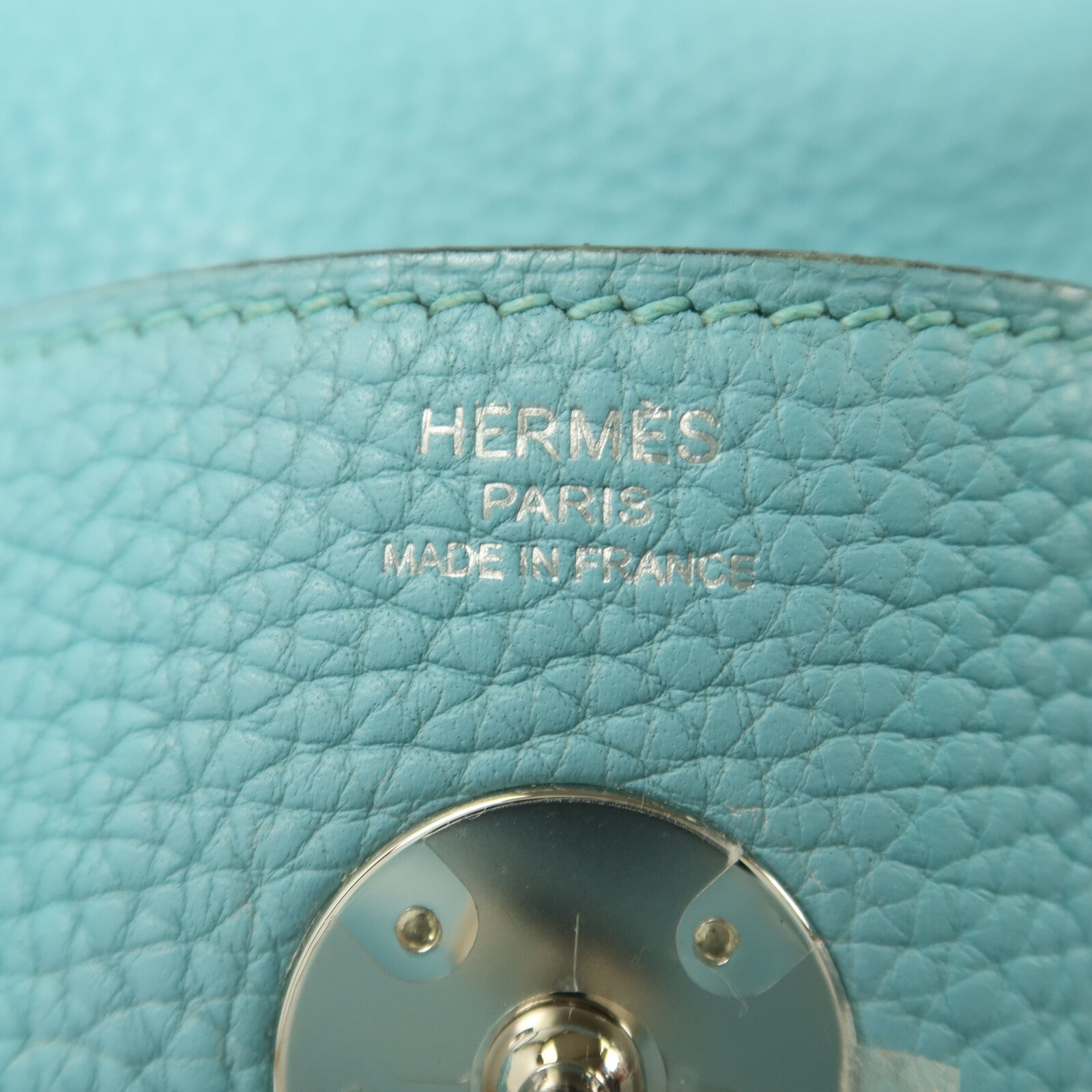 HERMES Clemence皮革Lindy 26銀扣手挽肩背兩用袋Blue Atoll