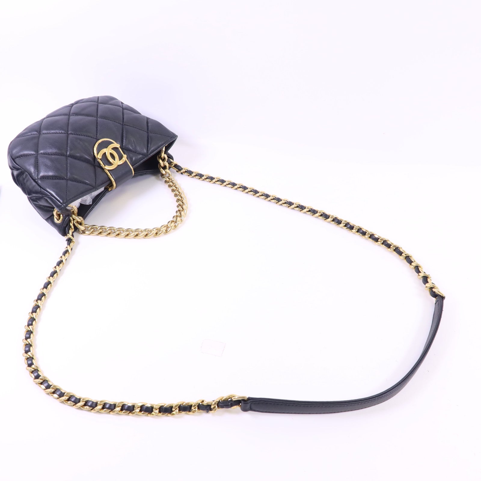 CHANEL 羊皮皮革Chain Shoulder Bag金扣手挽肩背兩用袋