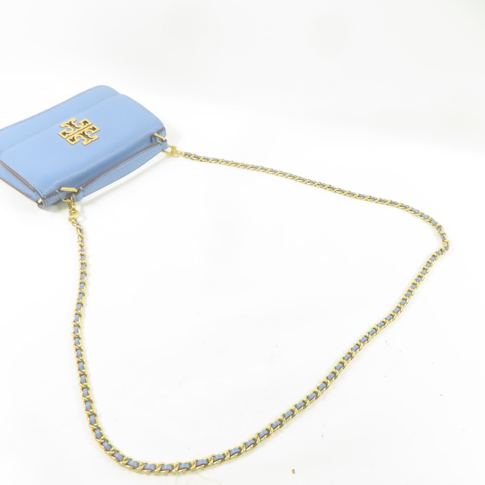 Tory Burch 牛皮皮革2 Way Shoulder Bag金扣手挽肩背兩用袋淺藍色