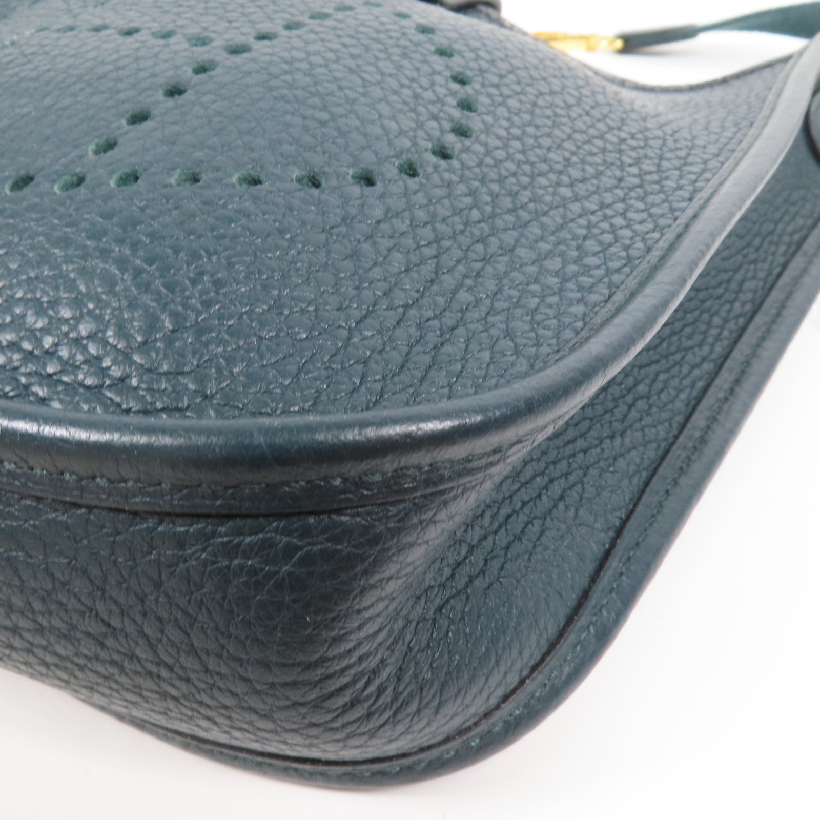 HERMES 【激減優惠】Clemence皮革Evelyne TPM金扣肩背袋60 Vert cypres