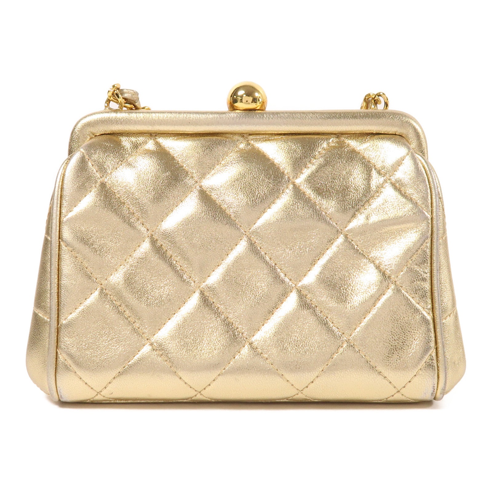 CHANEL 牛皮皮革Chain Shoulder金扣鏈帶肩背袋