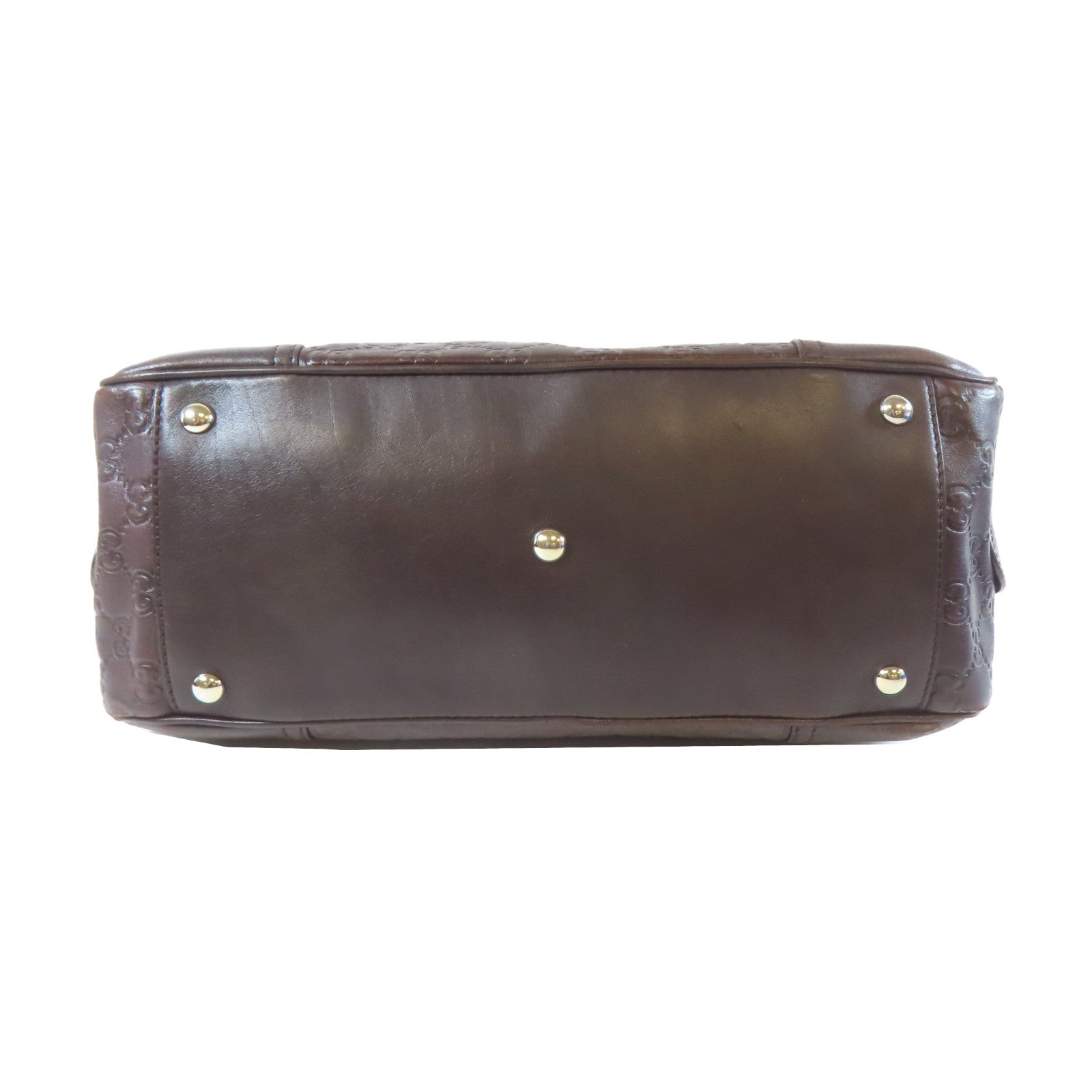 GUCCI 牛皮皮革Tote Bag金扣手挽袋啡色
