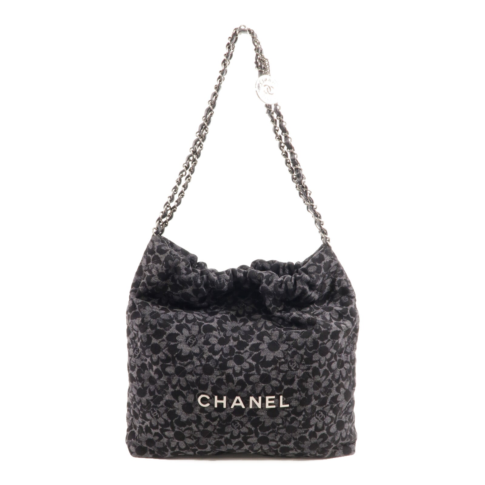 CHANEL 牛仔布Chanel 22 Small鏈帶肩背袋