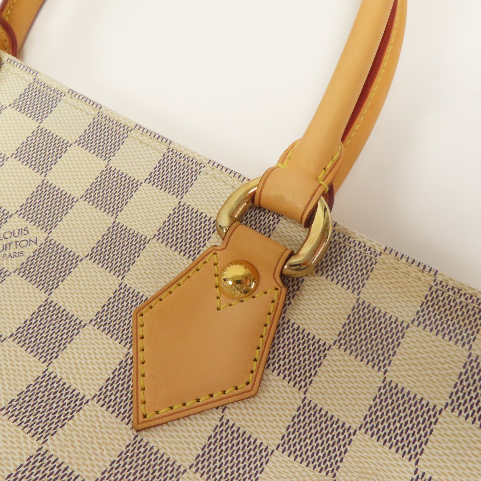 LOUIS VUITTON 【激減優惠】Damier Azur Saleya MM金扣手挽袋白色