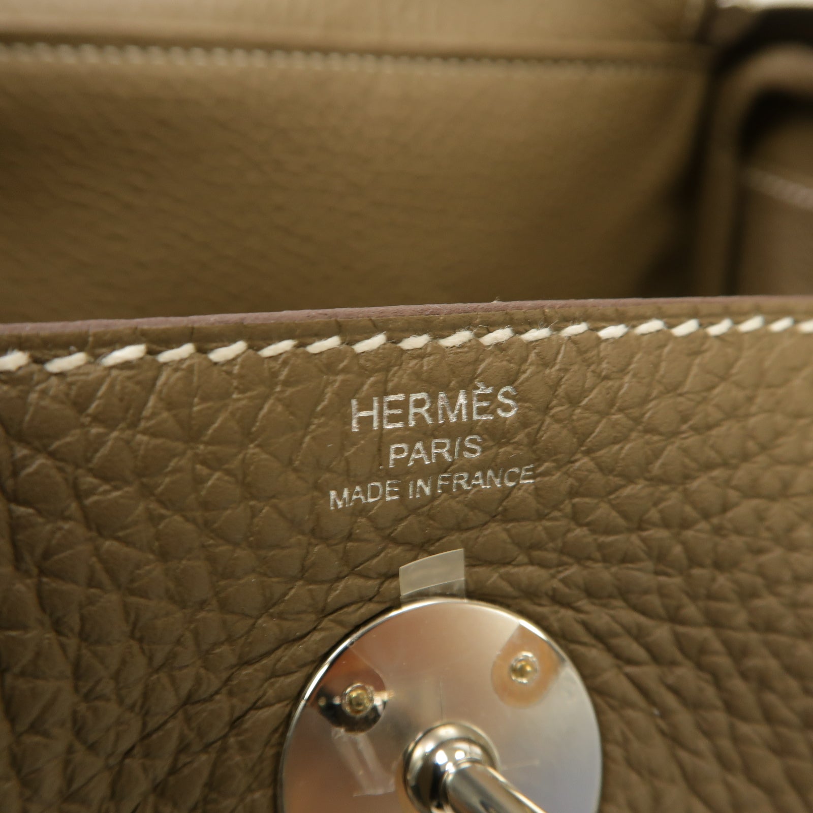 HERMES Clemence皮革Lindy 26銀扣手挽肩背兩用袋Etoupe大象灰色