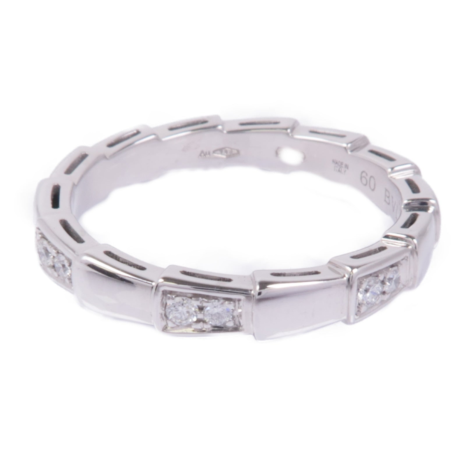 BVLGARI 18K白金Serpenti Viper Demi Pave Diamond Ring鑽石戒指Bvlgari#60/US#9