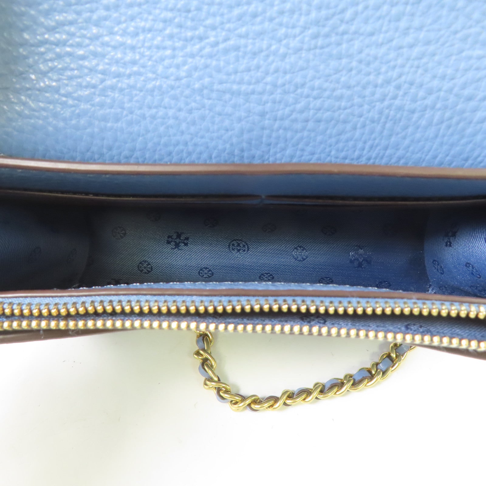 Tory Burch 牛皮皮革2 Way Shoulder Bag金扣手挽肩背兩用袋淺藍色