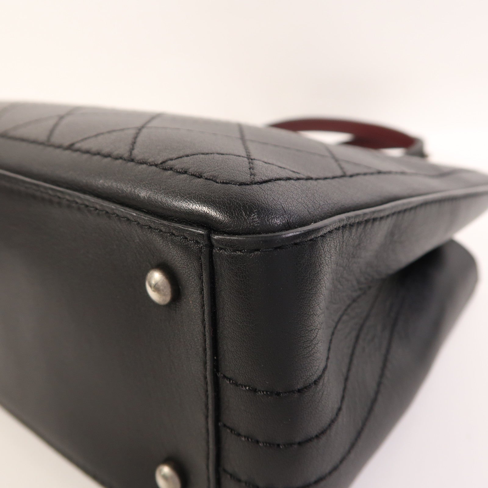 CHANEL 牛皮皮革2 Way Shoulder銀扣手挽肩背兩用袋