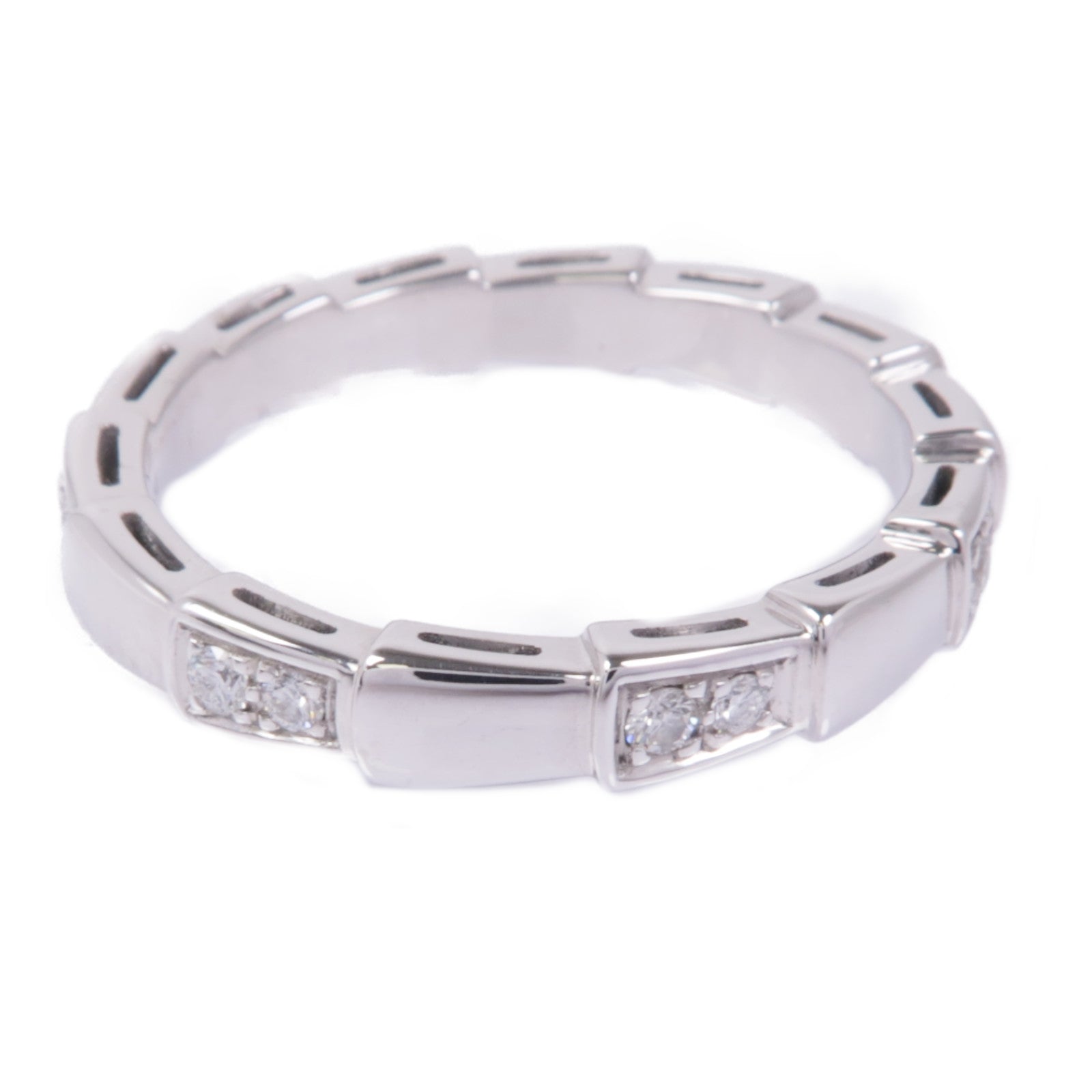 BVLGARI 18K白金Serpenti Viper Demi Pave Diamond Ring鑽石戒指Bvlgari#60/US#9