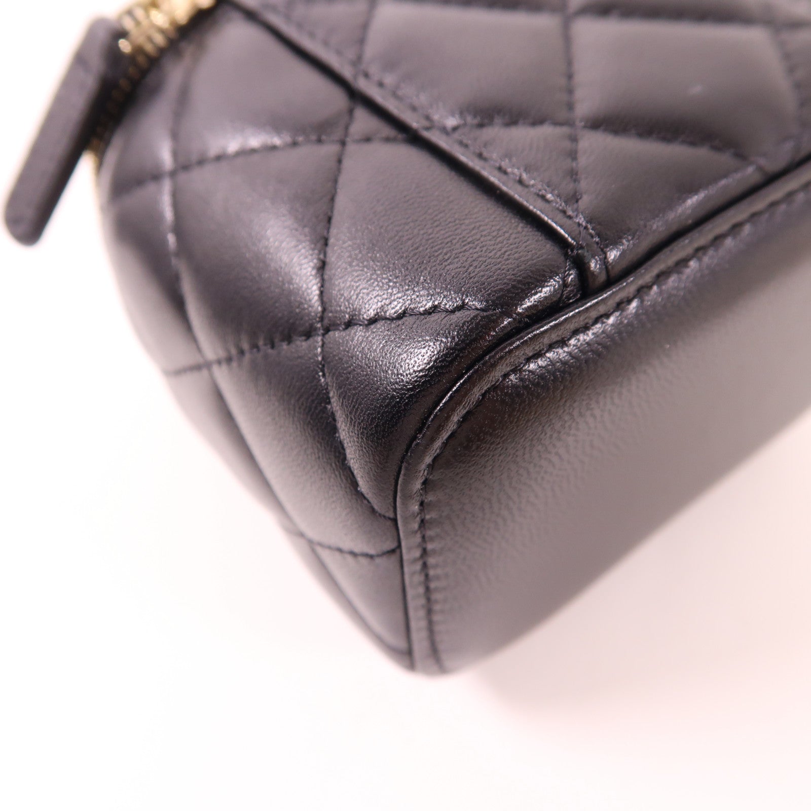 CHANEL CC GHW Mini Vanity Case With Gold Ball Chain Shoulder Bag Lambskin Black