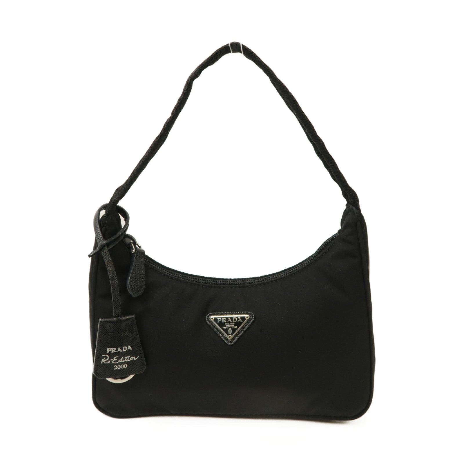 PRADA 尼龍Re-Edition 2000 Mini Bag銀扣肩背袋黑色