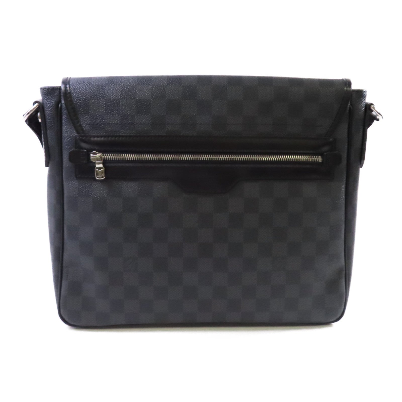 LOUIS VUITTON Damier Graphite Daniel MM Shoulder Bag銀扣肩背袋黑色/灰色