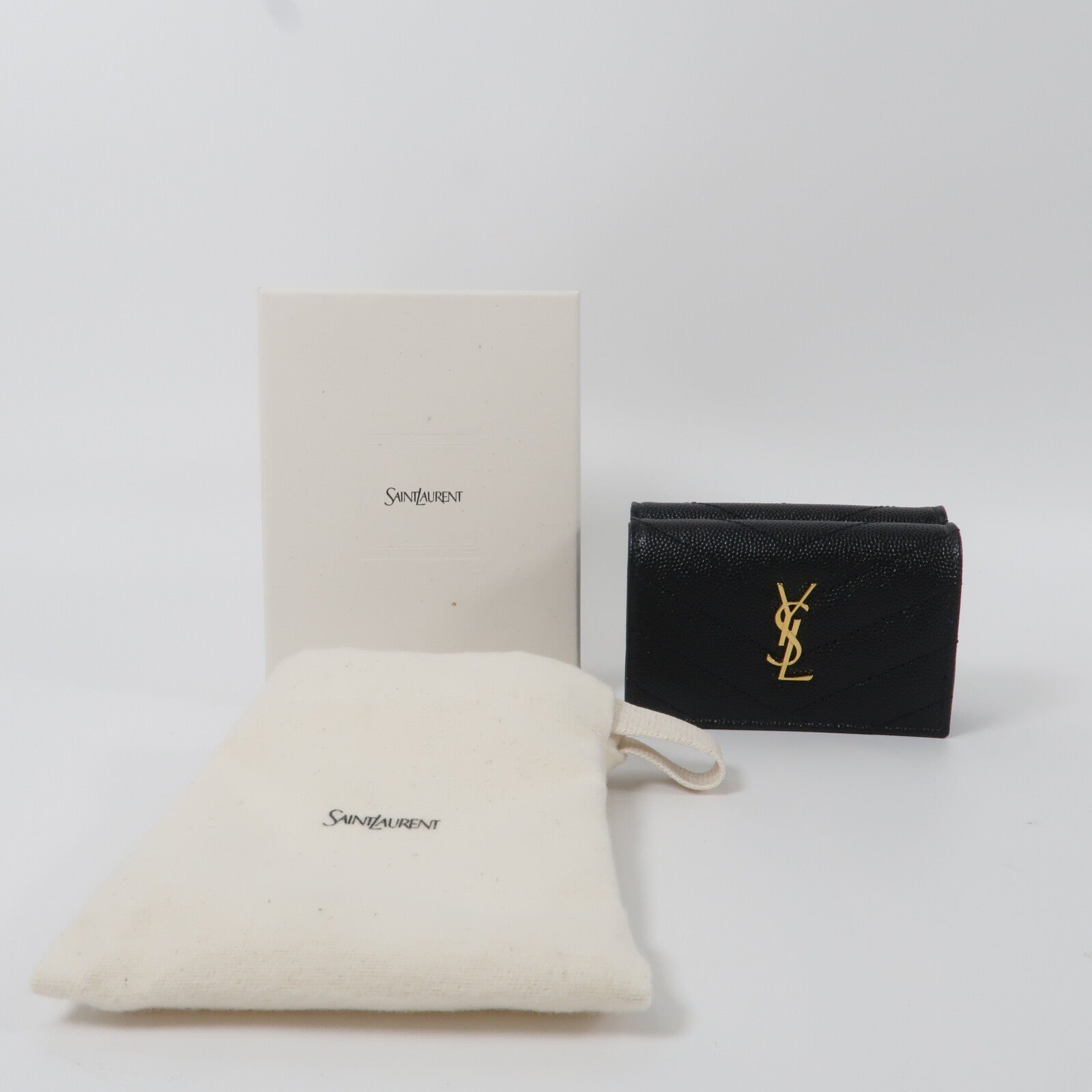 SAINT LAURENT 牛皮皮革Cassandre Matelasse Origami Tiny Wallet銀包