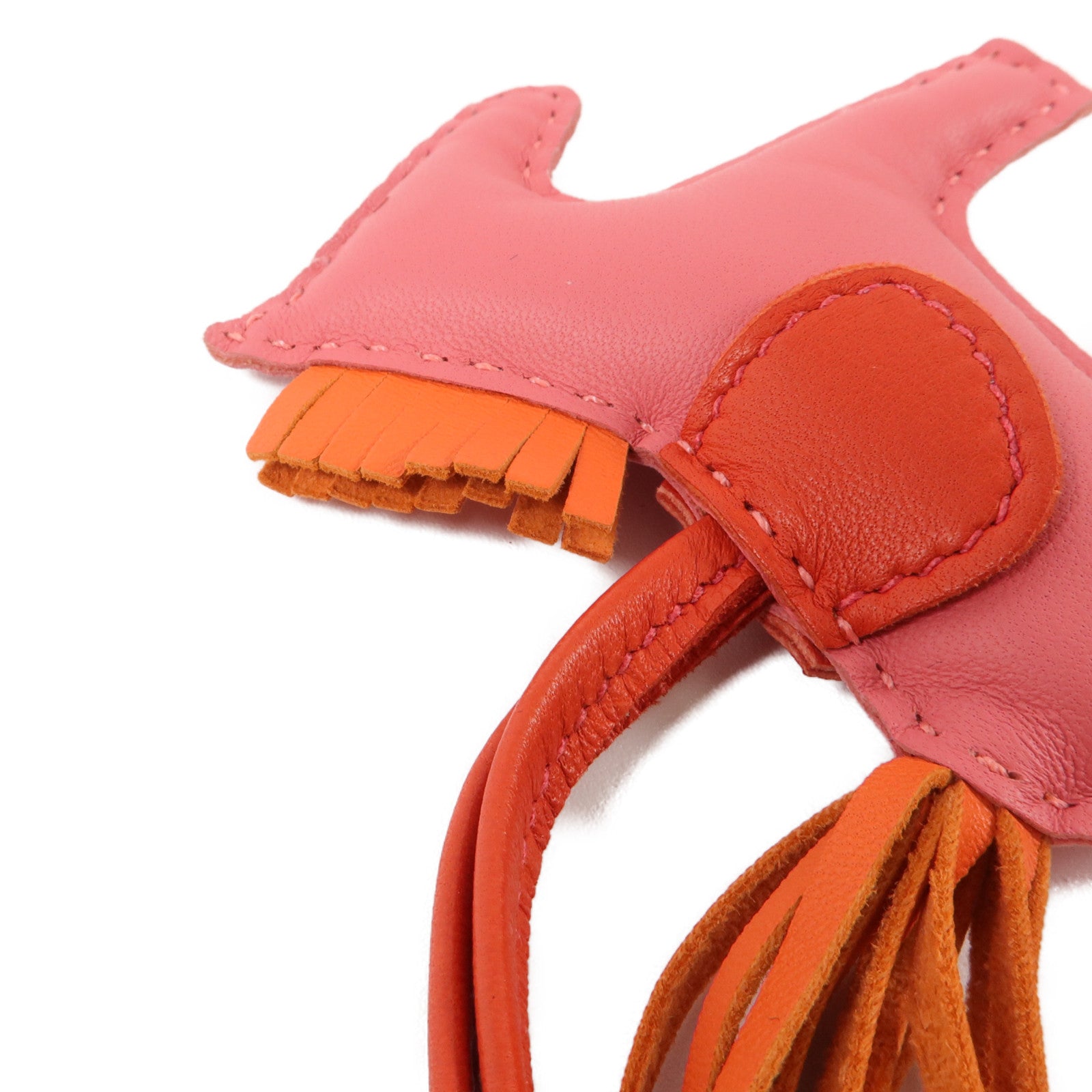 HERMES Milo皮革Rodeo PM掛飾Rose Azalee/Orange Poppy/Rouge Indien