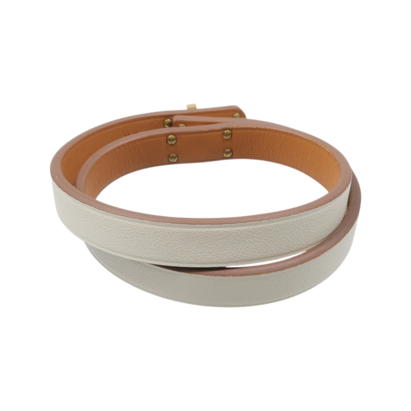 HERMES Swift皮革/金屬Mini Double Kelly Tour Bracelet手鏈Nata