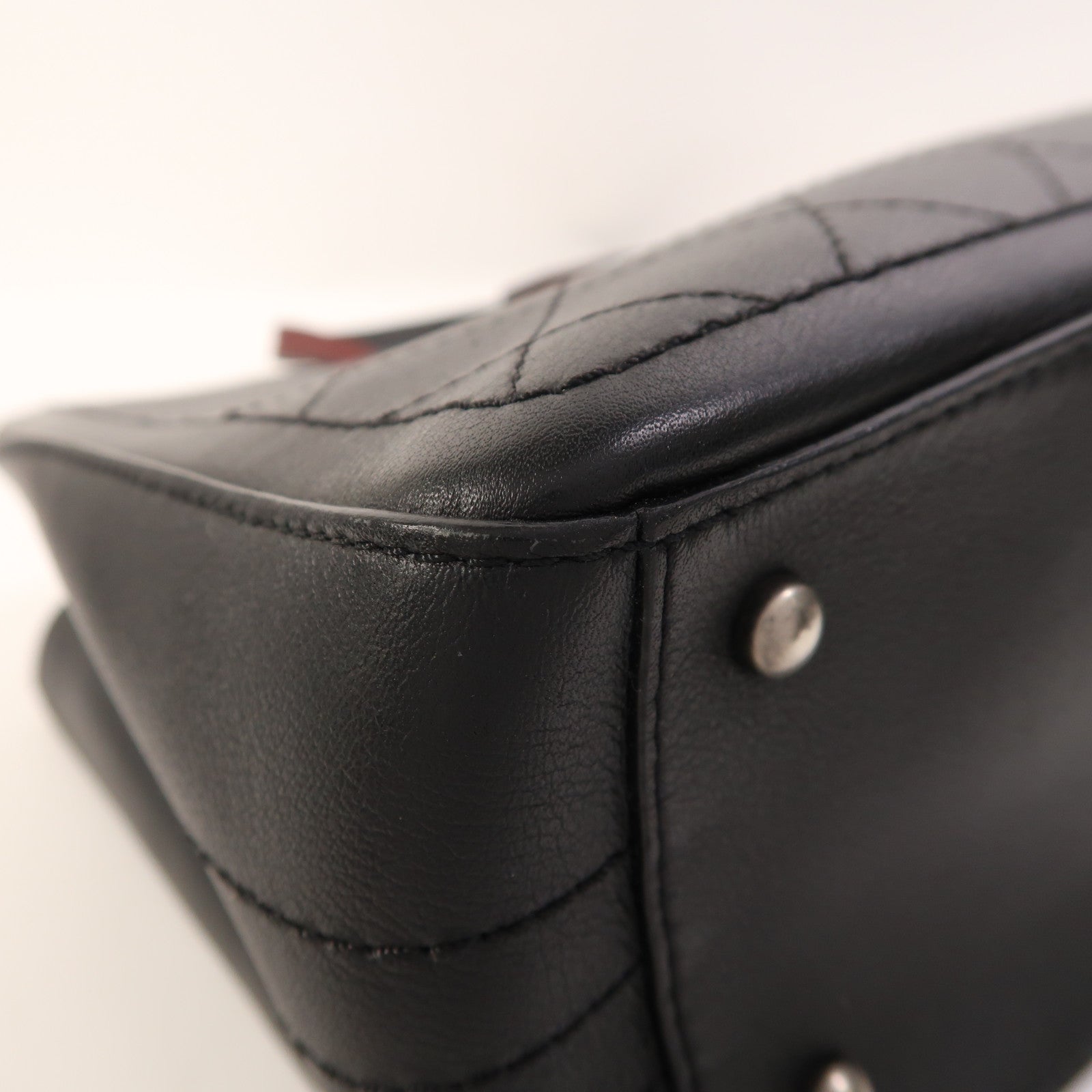 CHANEL 牛皮皮革2 Way Shoulder銀扣手挽肩背兩用袋