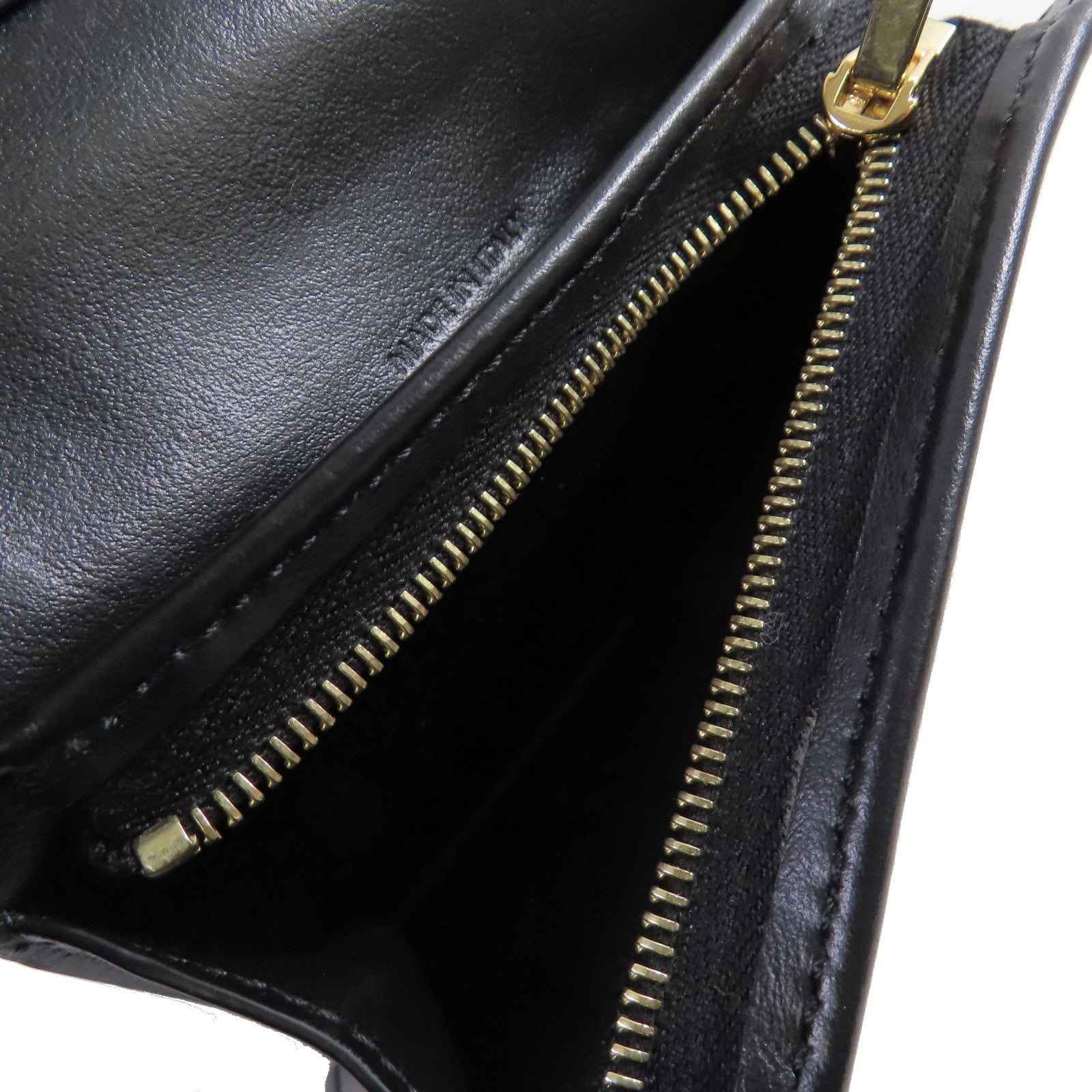 CELINE 牛皮皮革Triomphe Compact Wallet金扣短錢包黑色