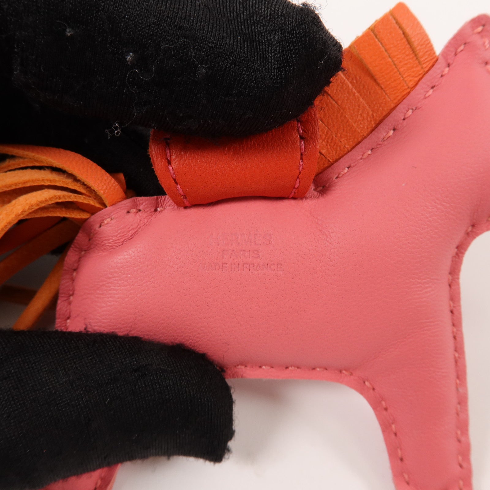 HERMES Milo皮革Rodeo PM掛飾Rose Azalee/Orange Poppy/Rouge Indien