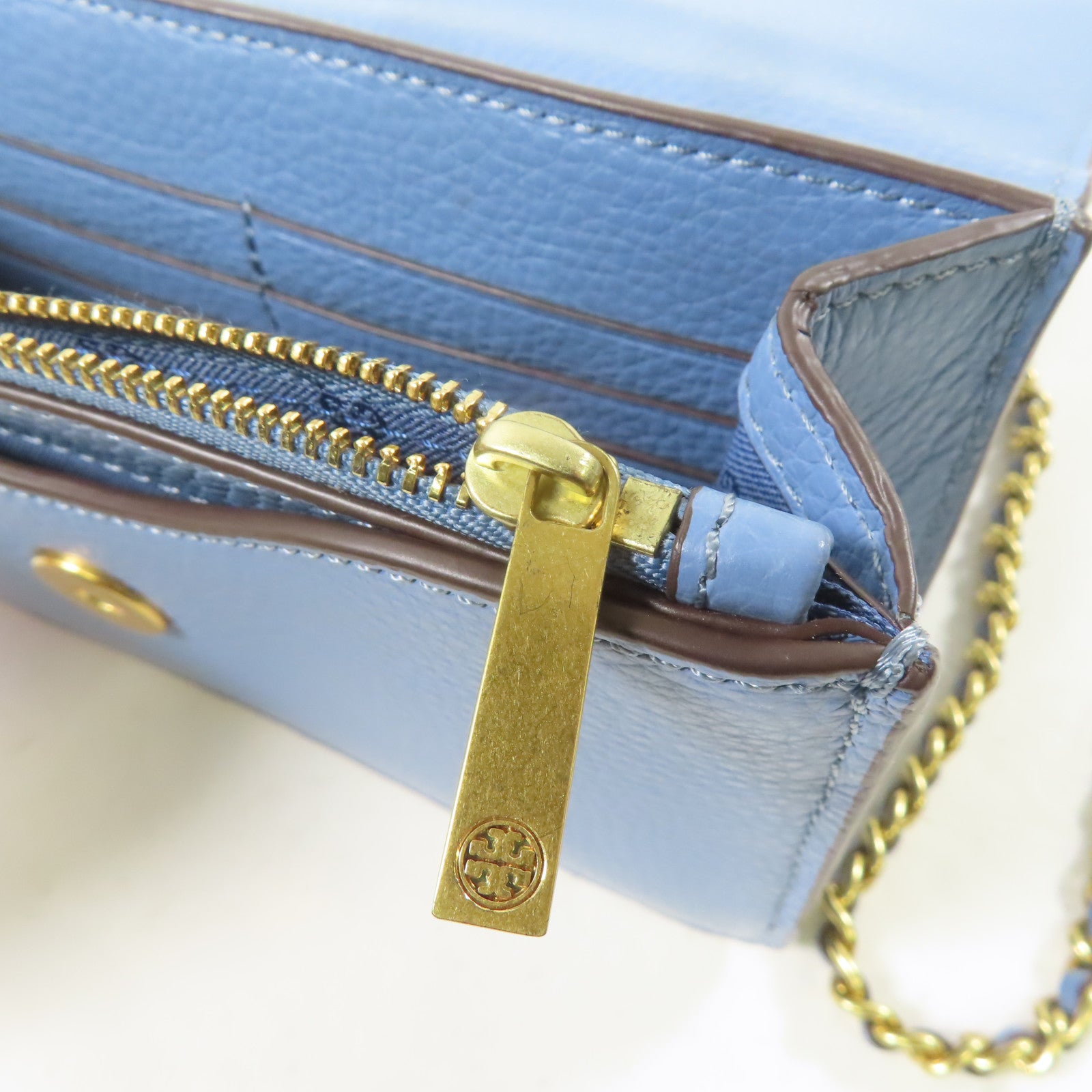 Tory Burch 牛皮皮革2 Way Shoulder Bag金扣手挽肩背兩用袋淺藍色