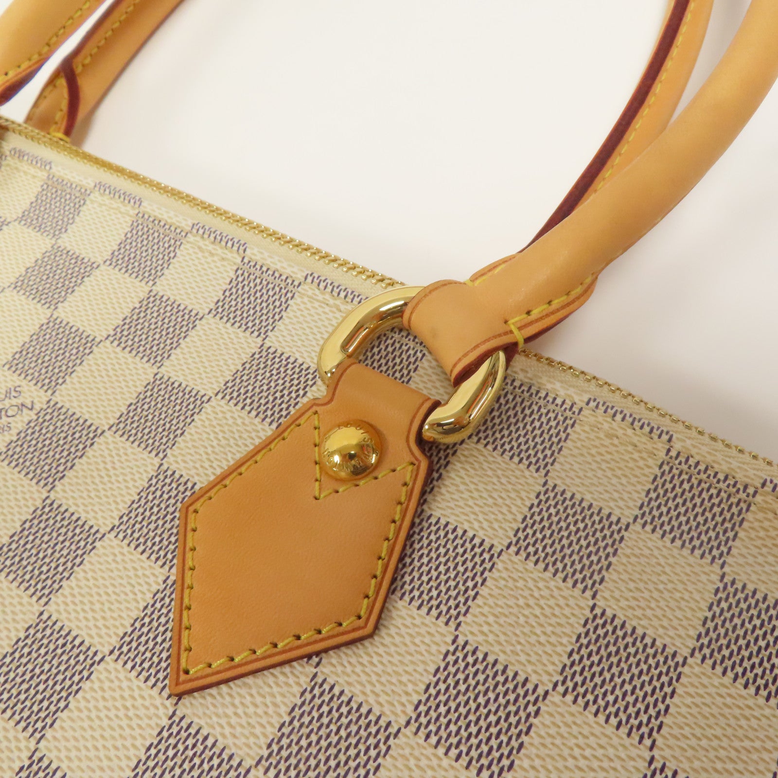 LOUIS VUITTON 【激減優惠】Damier Azur Saleya MM金扣手挽袋白色