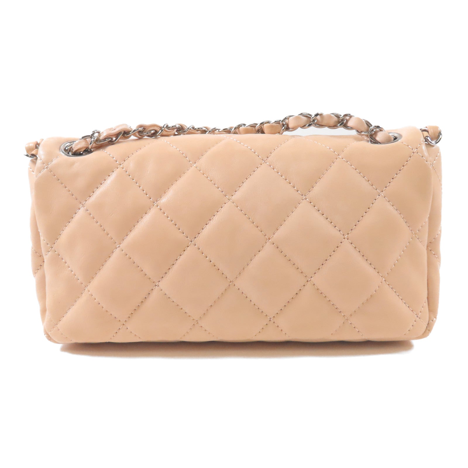 CHANEL 牛皮皮革Chain Shoulder銀扣鏈帶肩背袋