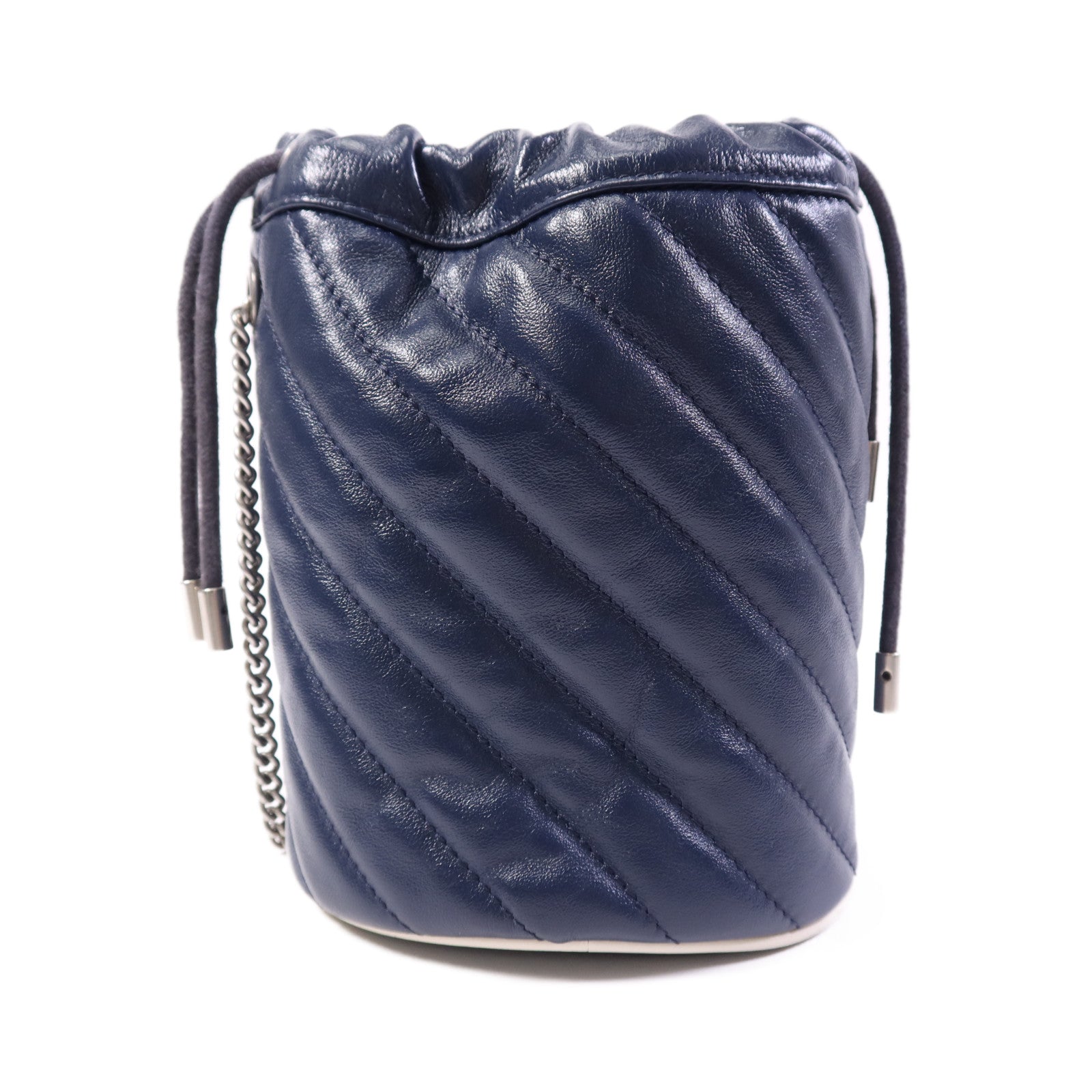 GUCCI 牛皮皮革GG Marmont Bucket銀扣鏈帶肩背袋