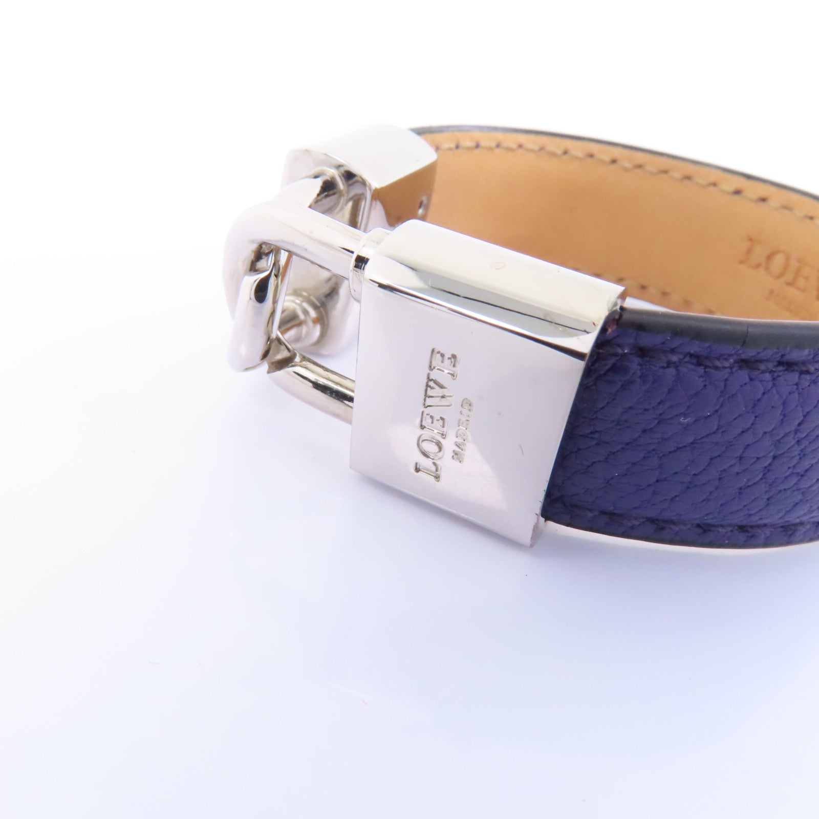 LOEWE 牛皮皮革/金屬Bracelet手鏈紫色/銀色