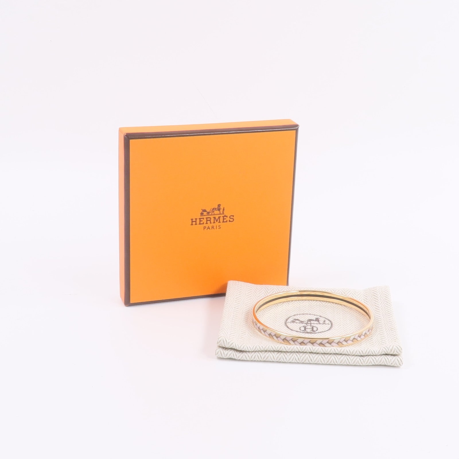 HERMES 金屬/琺瑯Tresse de Coeur Bangle手鐲Faubourg