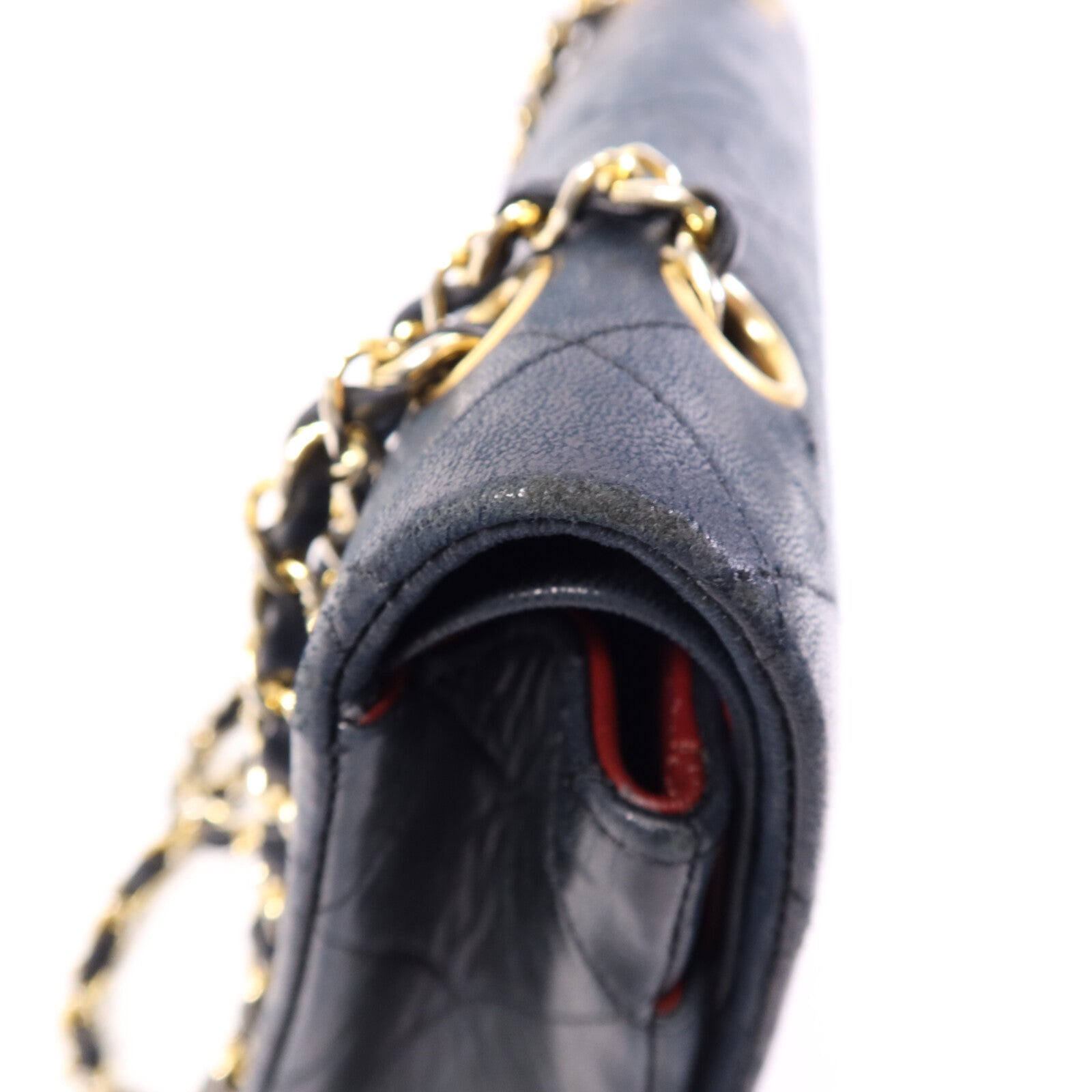 CHANEL 羊皮皮革Vintage Chain Shoulder金扣鏈帶肩背袋