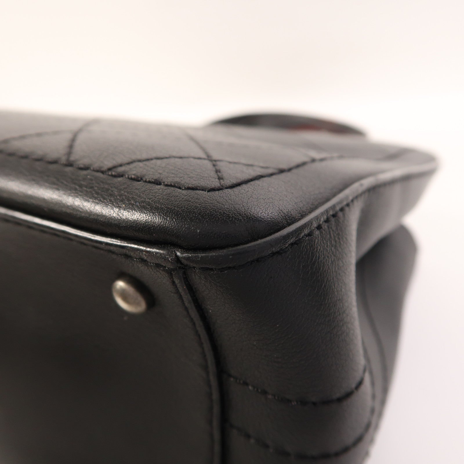 CHANEL 牛皮皮革2 Way Shoulder銀扣手挽肩背兩用袋