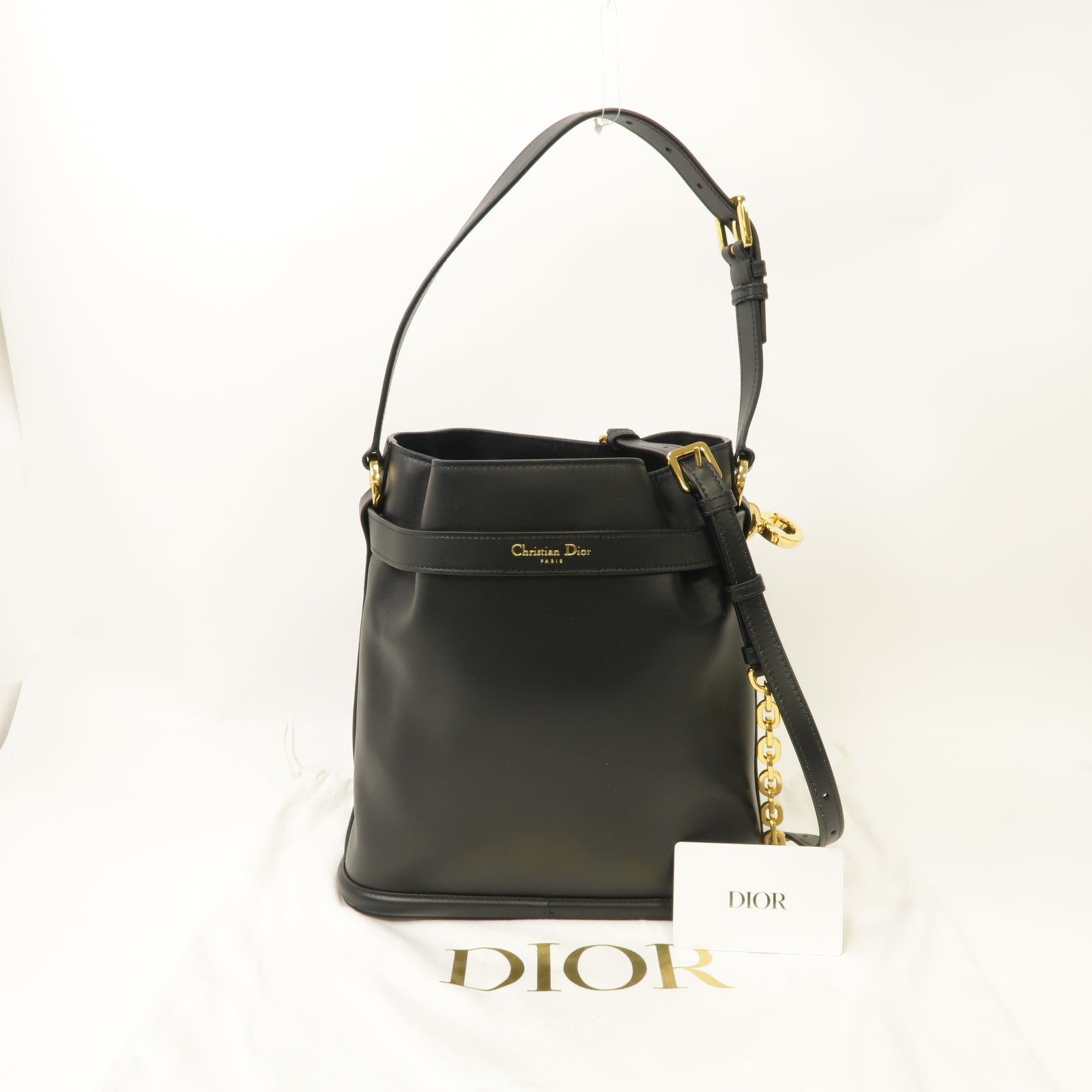 Dior 牛皮皮革2way Shoulder Bag金扣手挽肩背兩用袋黑色