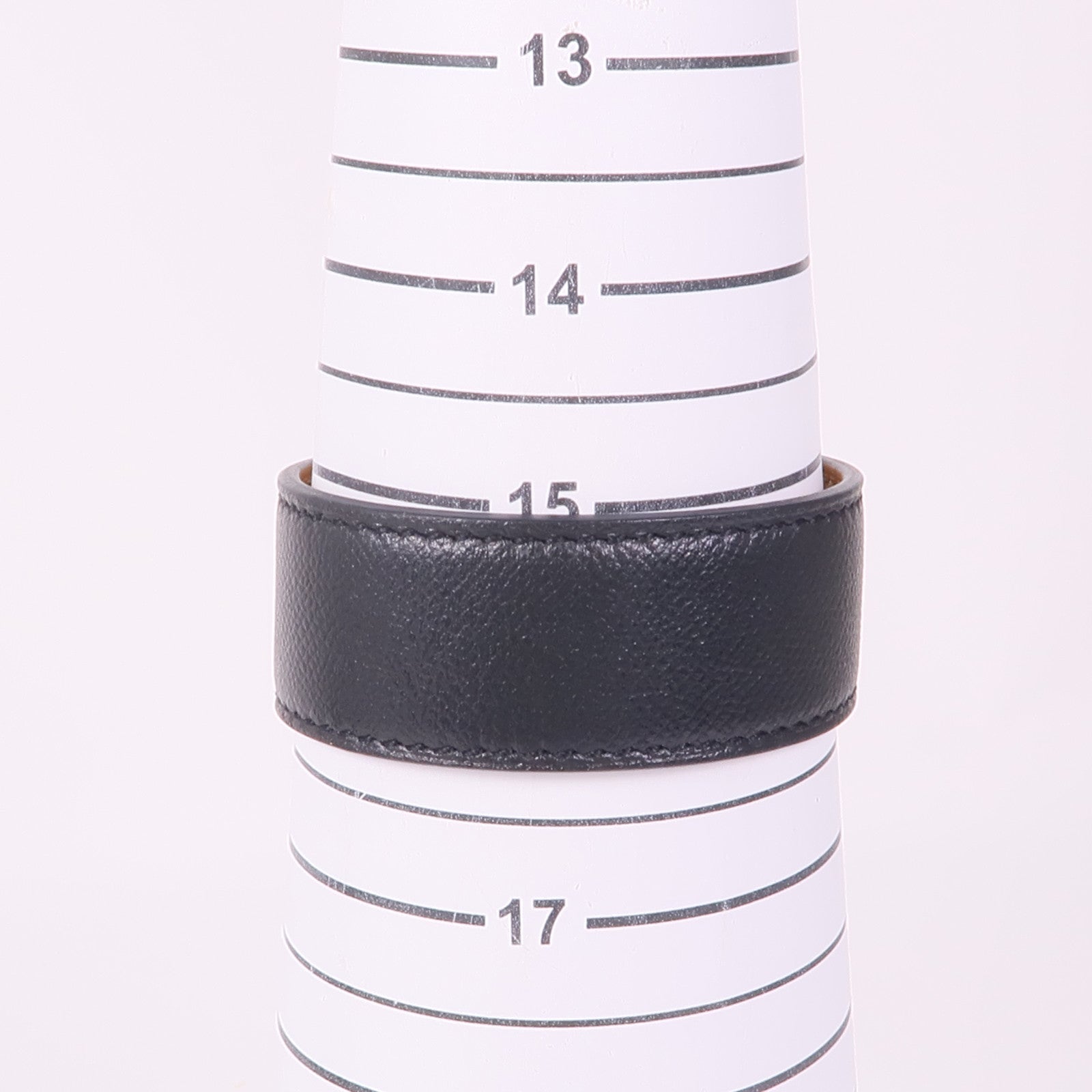 HERMES Epsom皮革/金屬Collier De Chien 24手鐲89 Noir