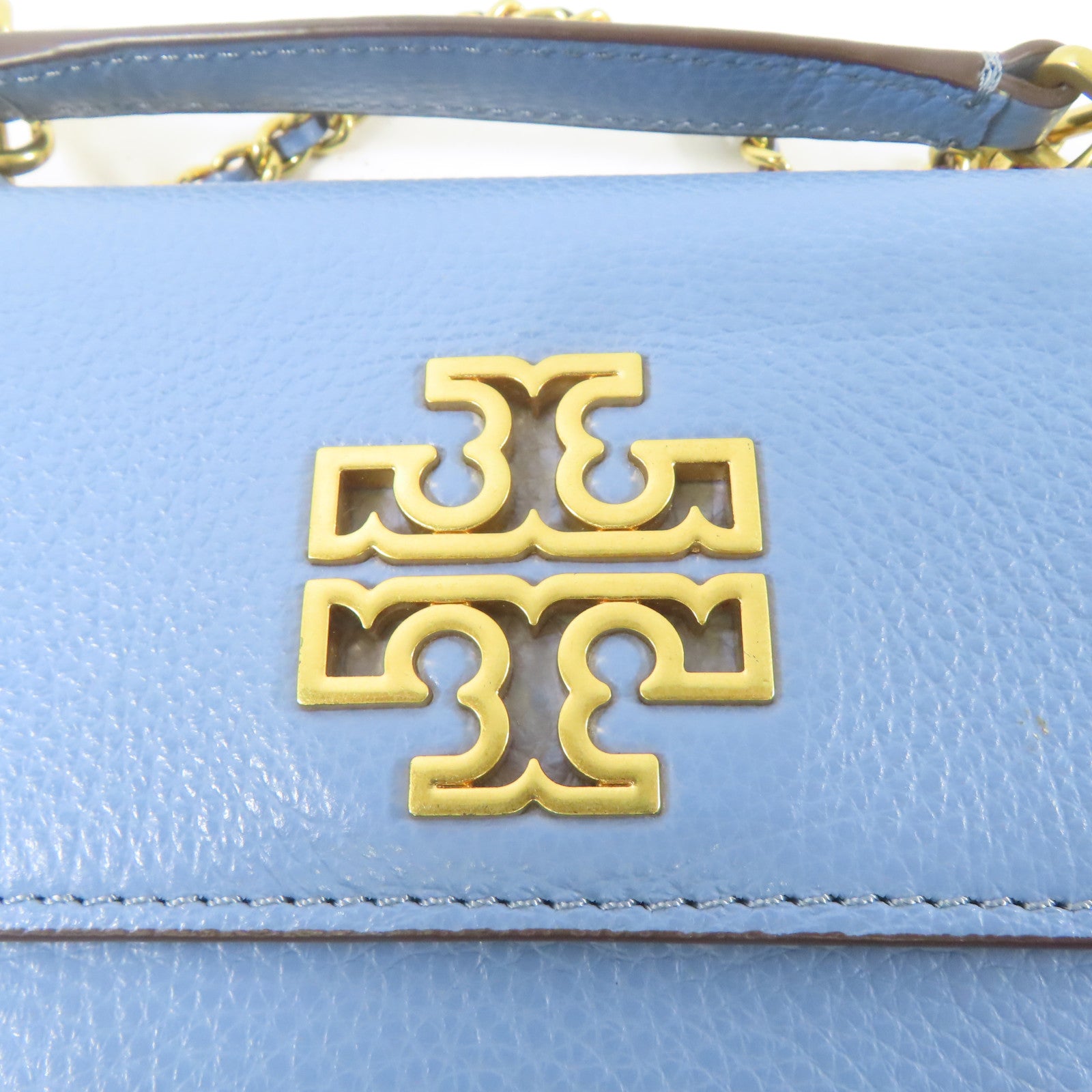 Tory Burch 牛皮皮革2 Way Shoulder Bag金扣手挽肩背兩用袋淺藍色
