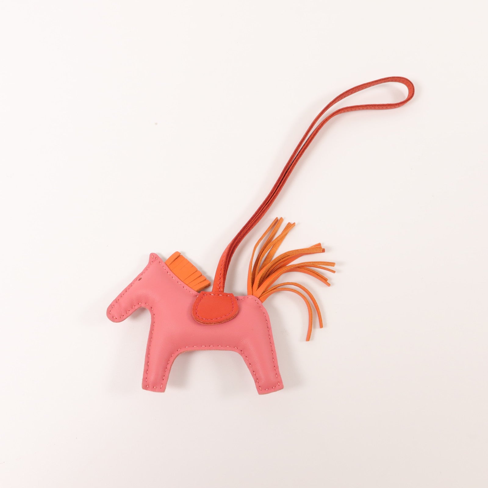 HERMES Milo皮革Rodeo PM掛飾Rose Azalee/Orange Poppy/Rouge Indien