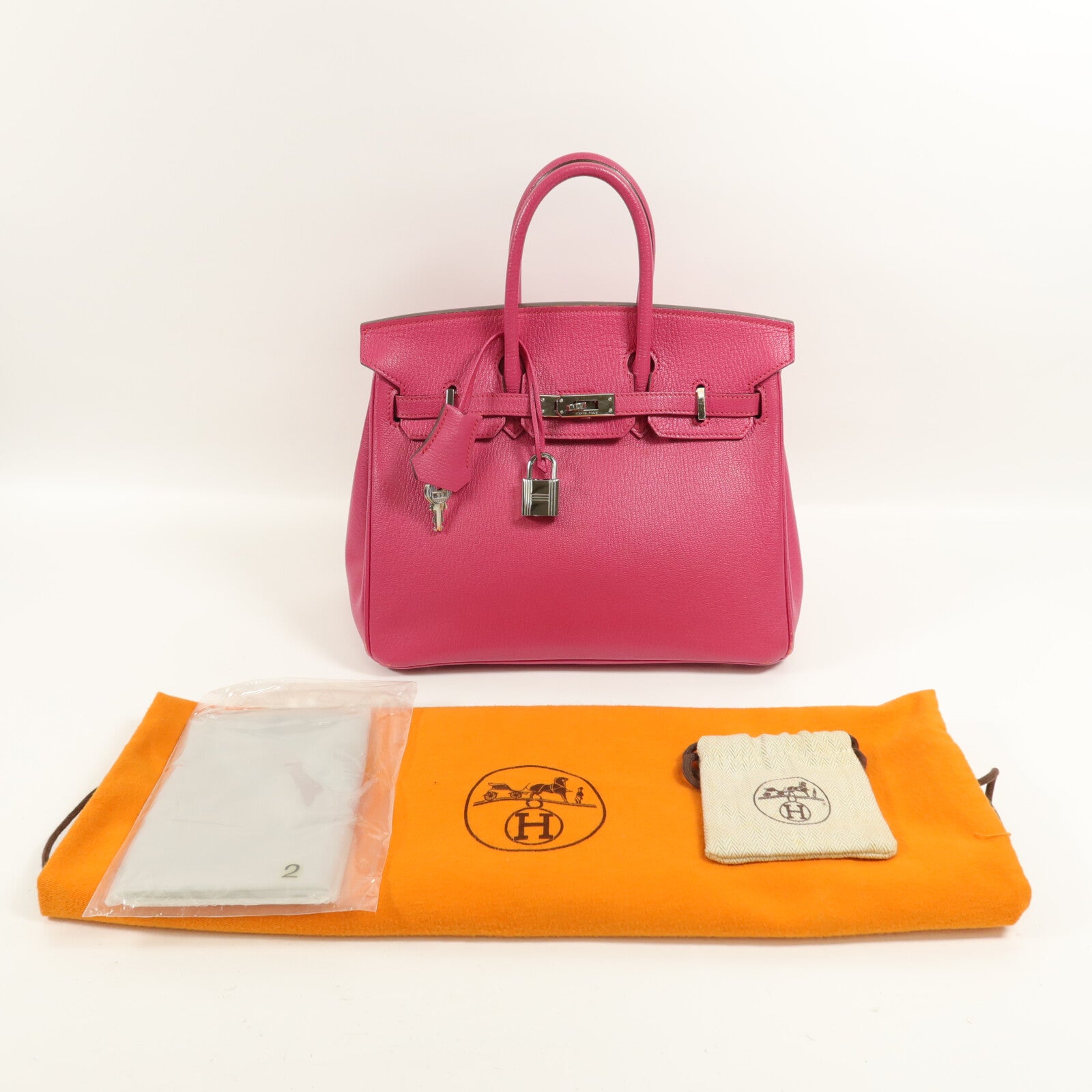 HERMES Chevre皮革Birkin 25手挽袋Rose Pourpre