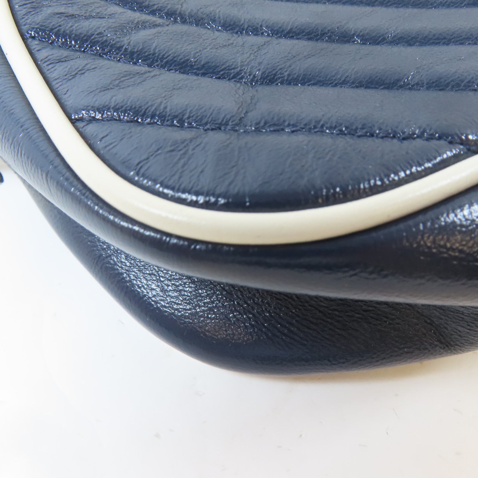 GUCCI 【激減優惠】牛皮皮革Shoulder Bag銀扣肩背袋藍色/白色